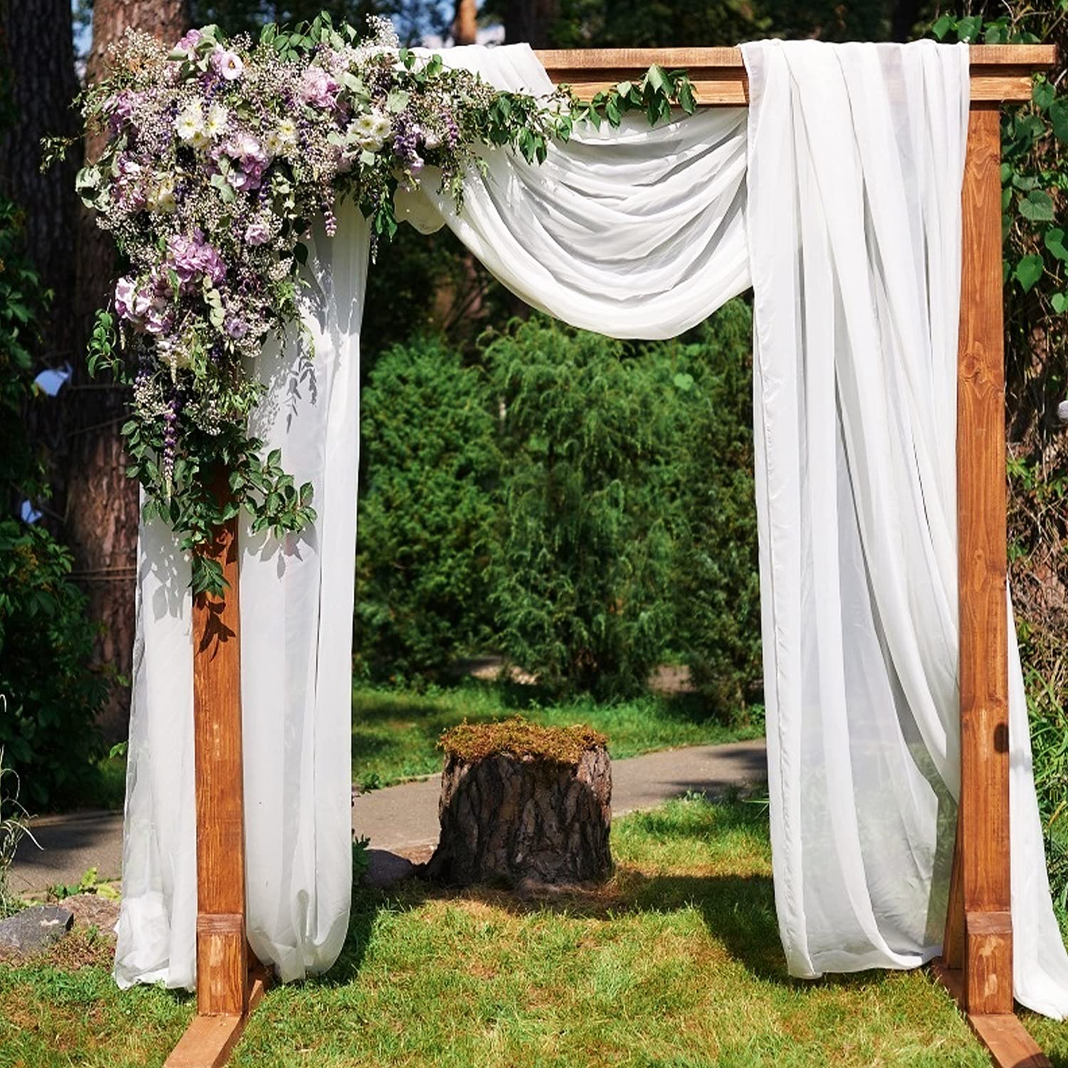 Highdi Tenture Mariage Plafond En Mousseline De Soie - Rideaux Semi-Voile Pour Arche De Mariage, Fête Prénatale (Blanc, 73x1000CM)