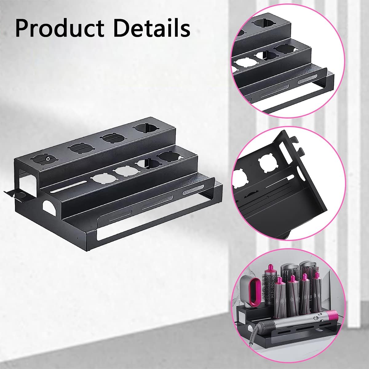 Kompatybilny z regałem magazynowym Dyson, uchwytem ściennym do lokówki, akcesoriami Dyson Airwrap i 3-poziomowym uchwytem ściennym. - 4