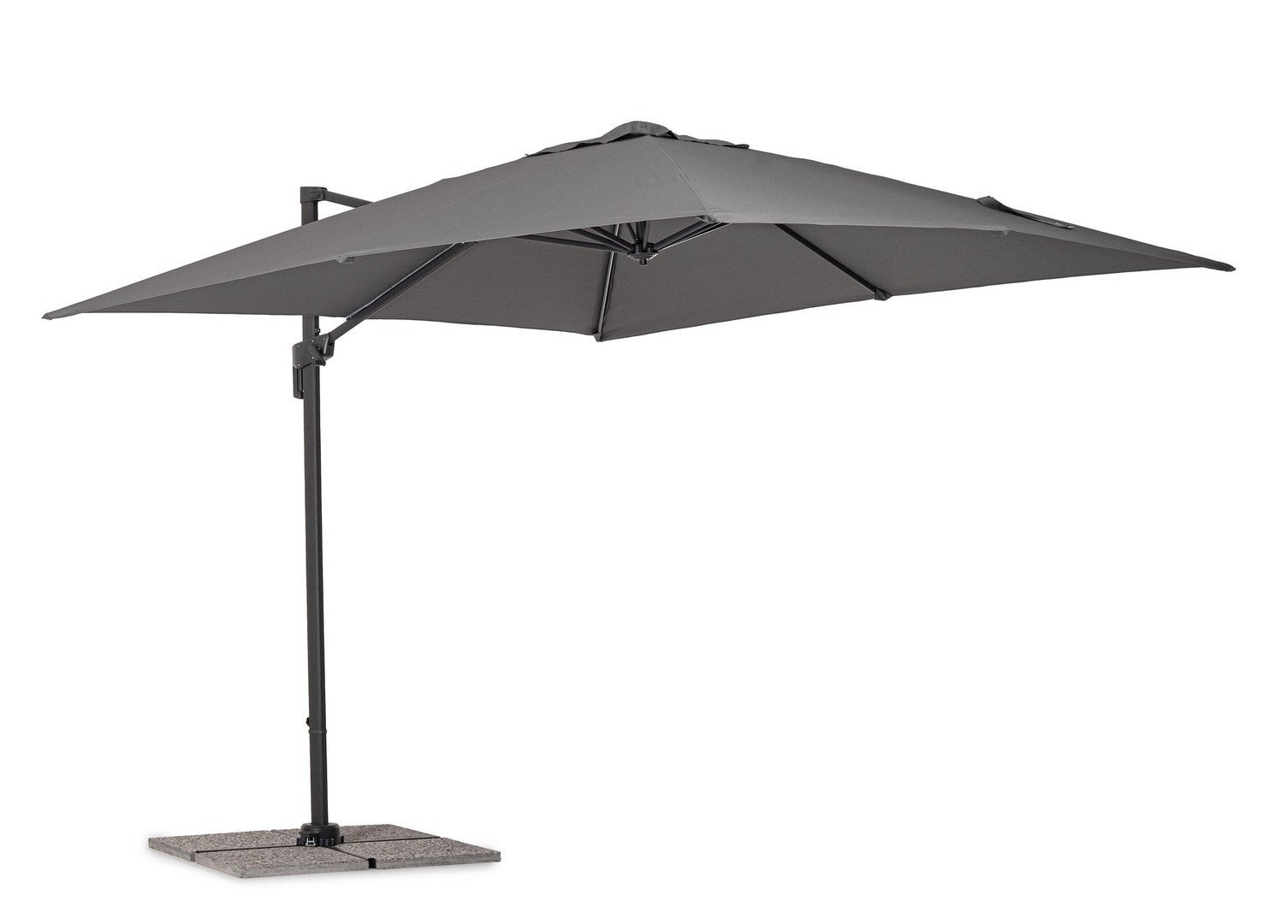 Parasol aluminiowy z baldachimem PA i kominem wiatrowym, obrotowy słupek 360°, 3x3, antracyt/szary