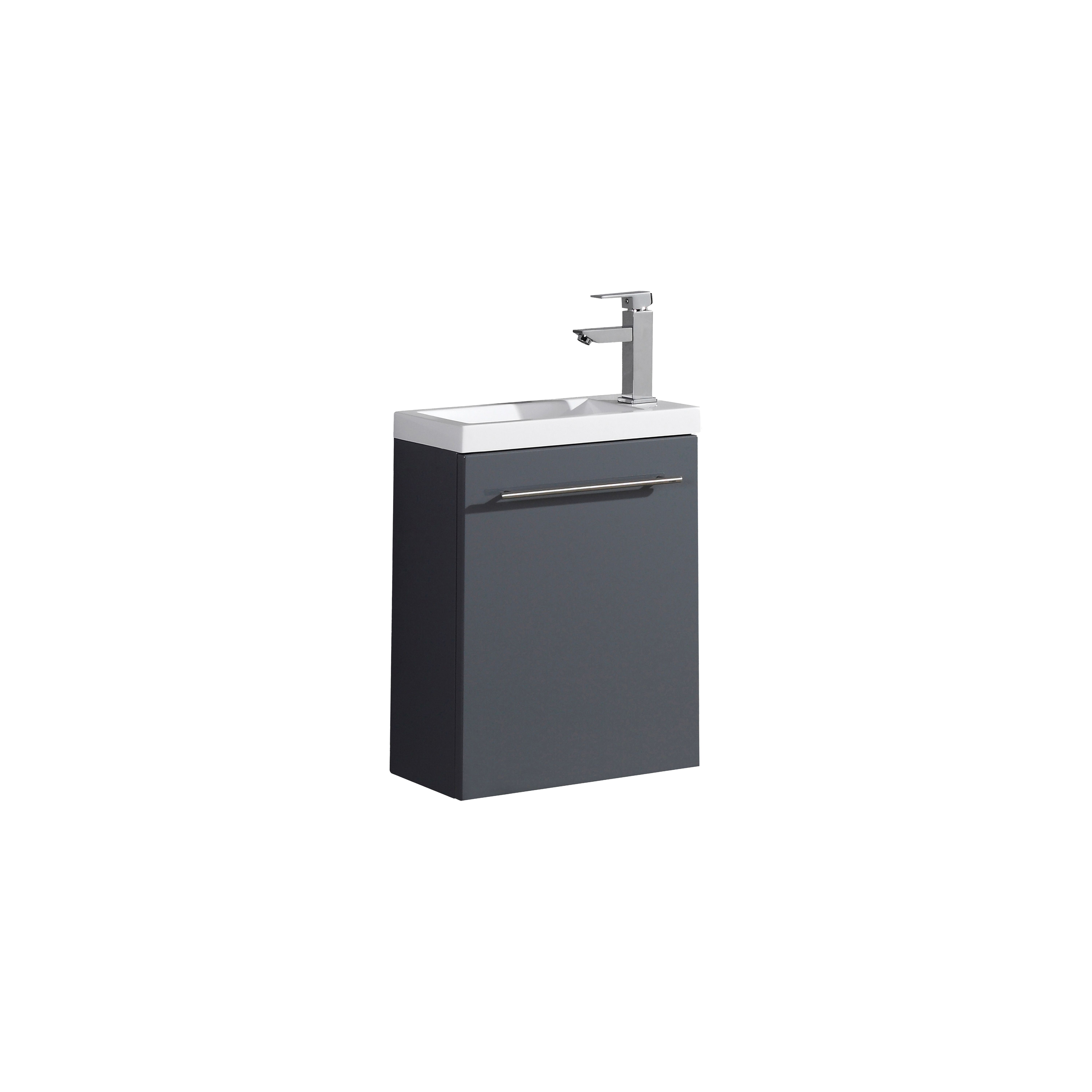 Meuble lave main vasque 40 cm gris laque Aquapixo - 2