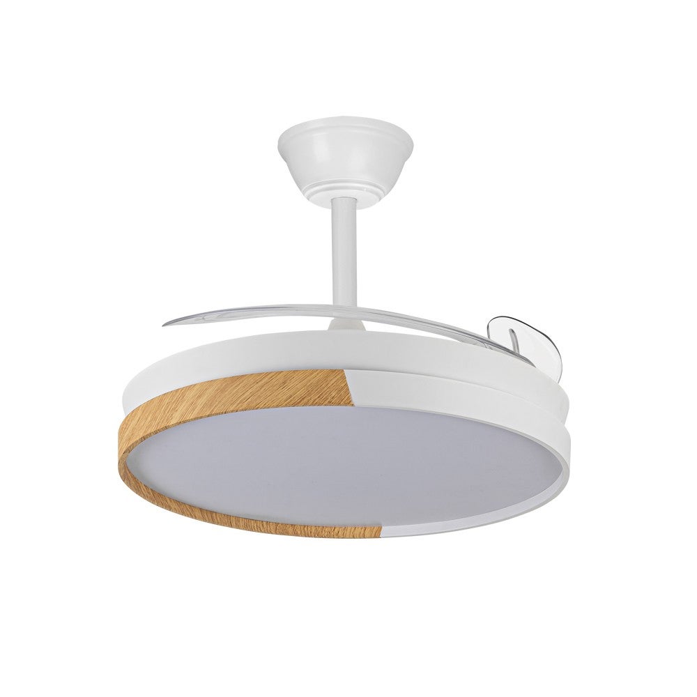 Ventoinha de teto com luz retratil motor DC silencioso com comando Wonderlamp Altona branco+madeira 106 cm cor de luz regulavel - 3