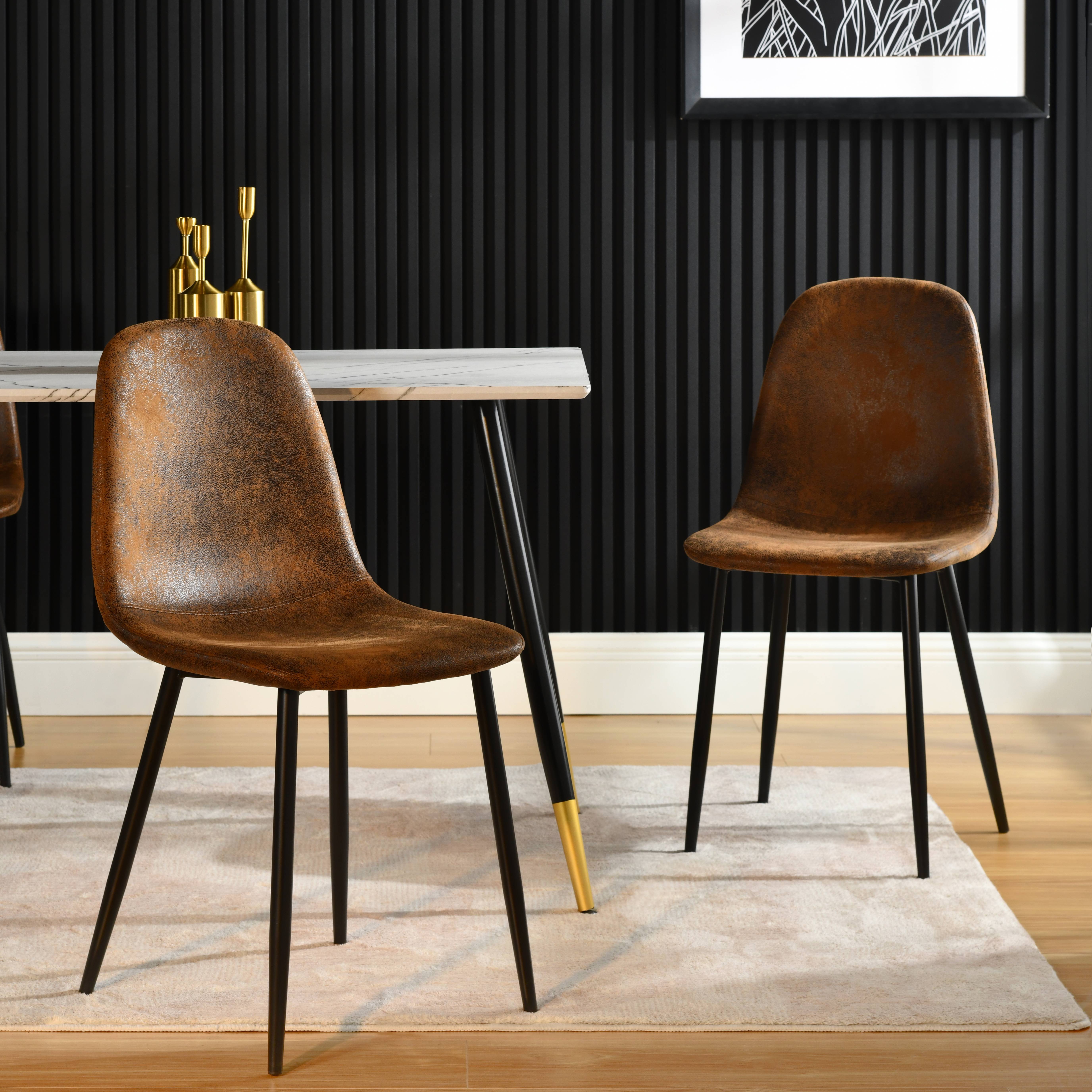 URBAN MEUBLE Lot de 4 chaises de salle à manger de style vintage pour la maison, la cuisine et le salon, marron - 6