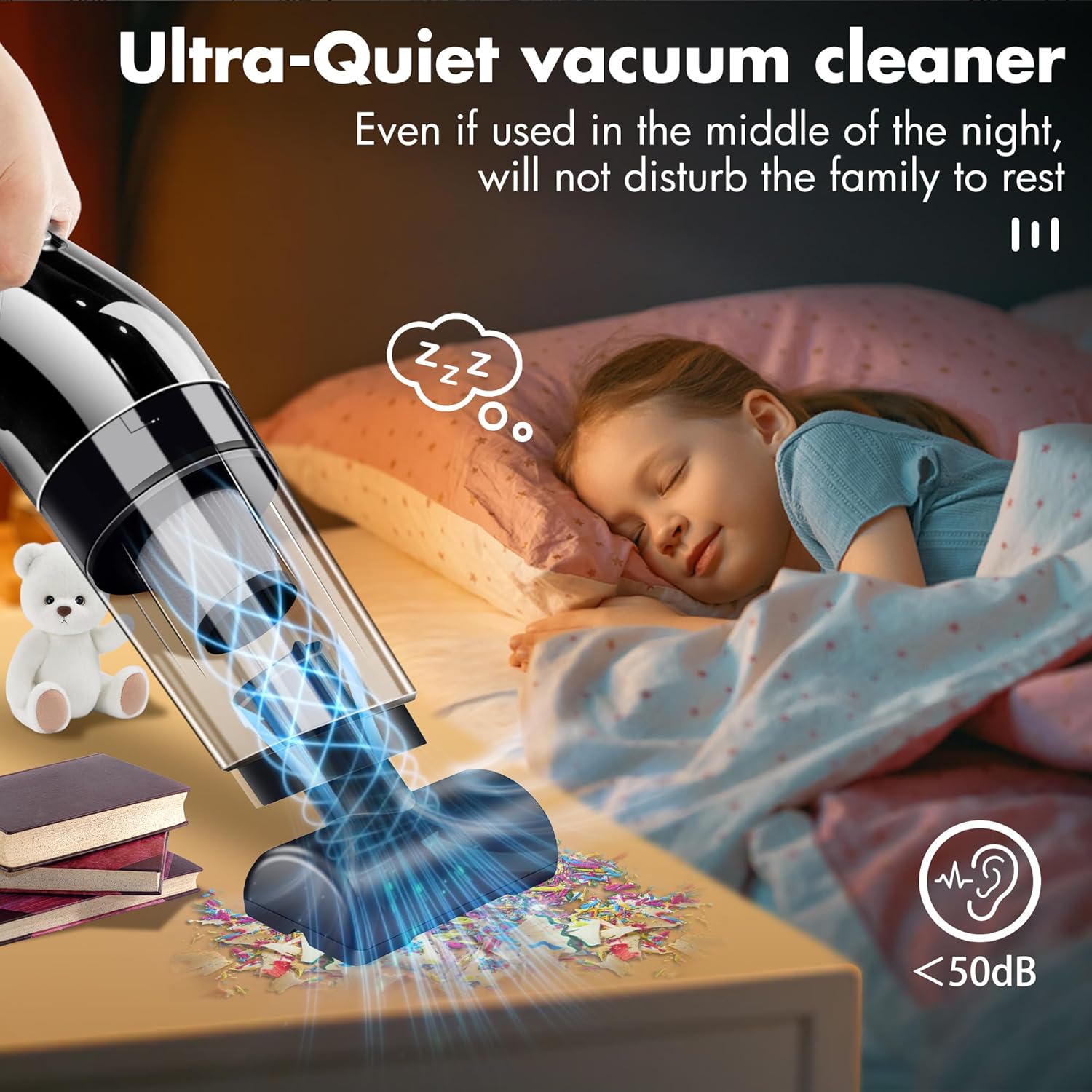 Aspirateur Voiture sans Fil,10000Pa Aspirateur à Main Puissant,Multifonctionnel Aspirateur Voiture Puissant avec 3 Filtres HEPA,Humide&Sec - 3
