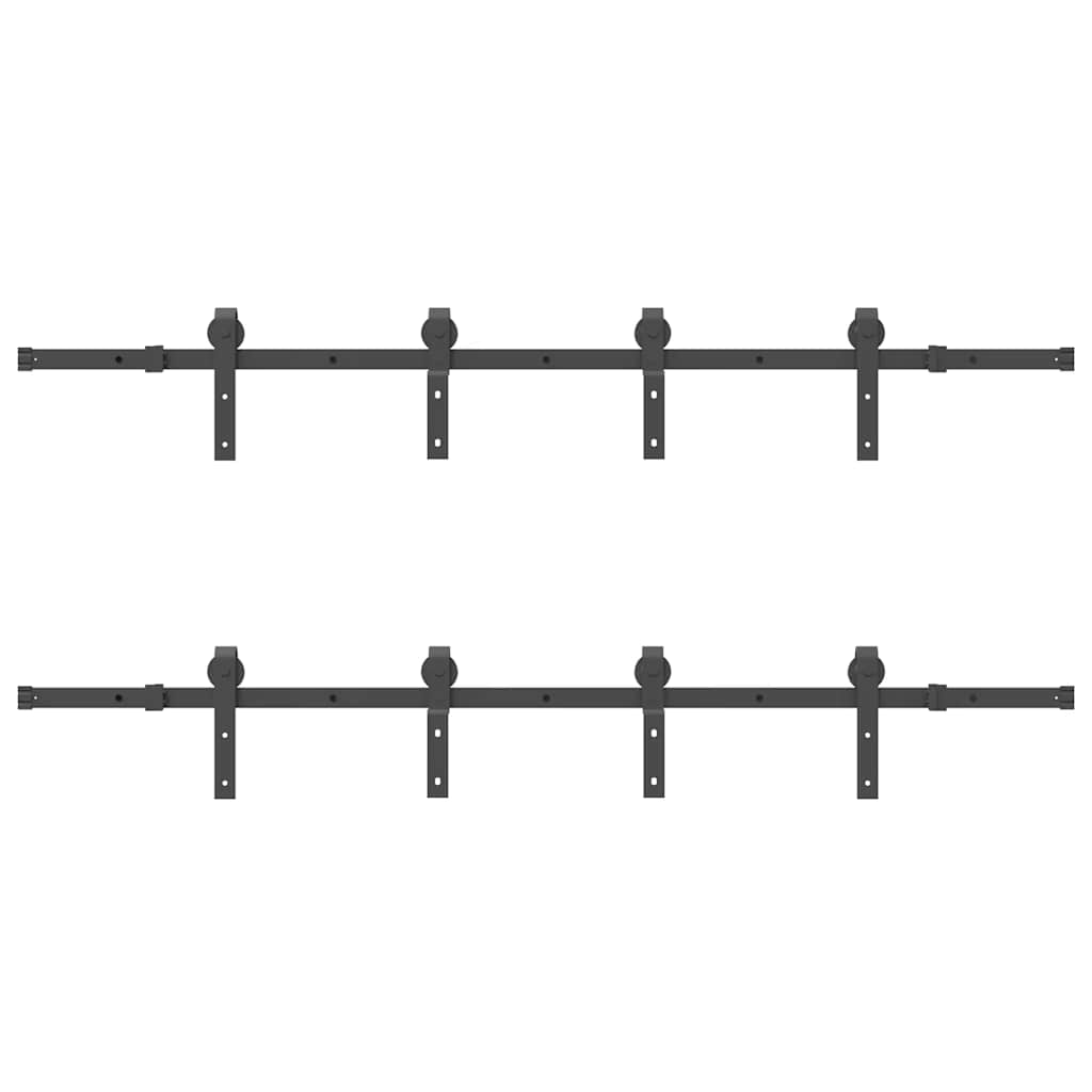 vidaXL Kit di Binari per Porte Scorrevoli 400 cm Acciaio Nero - 6