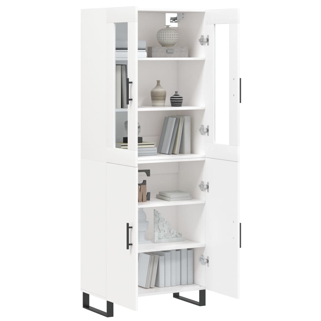 Buffet haut Blanc 69,5x34x180 cm Bois d'ingénierie - 3