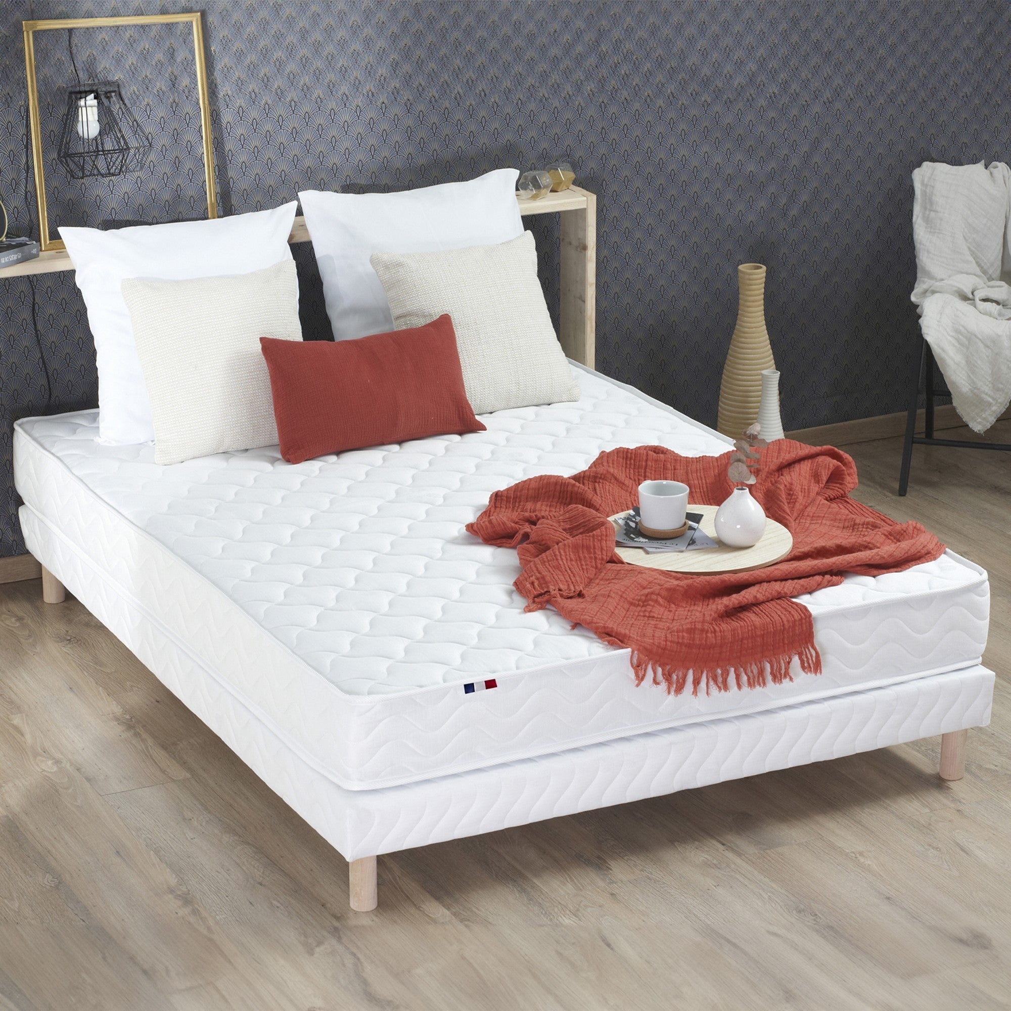 Sommier Tapissier a Lattes Blanc 140x190 - 4
