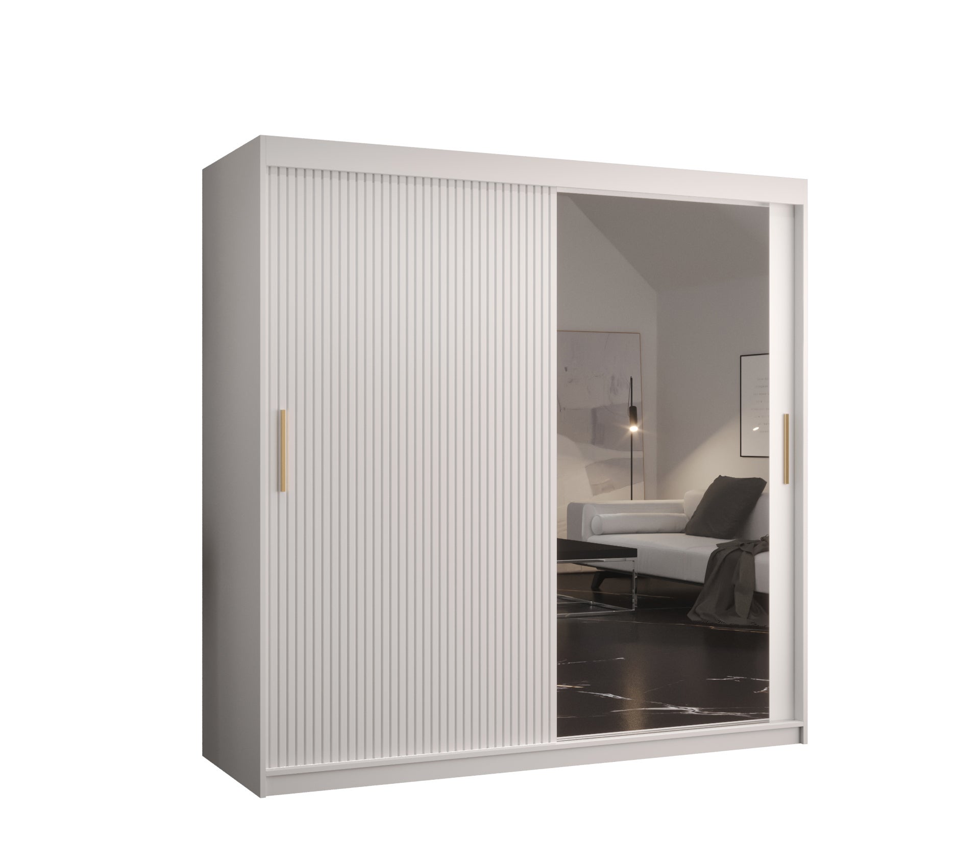 Szafa przesuwna garderoba RIFLO SLIM 2 180 x 62 x 200 cm Biały - Abiks Meble