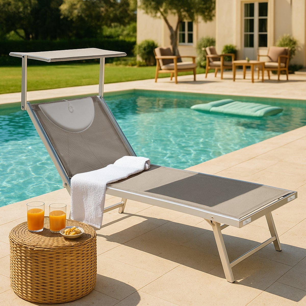 2 transats de plage bains de soleil en aluminium Santorini Limited Edition - 3