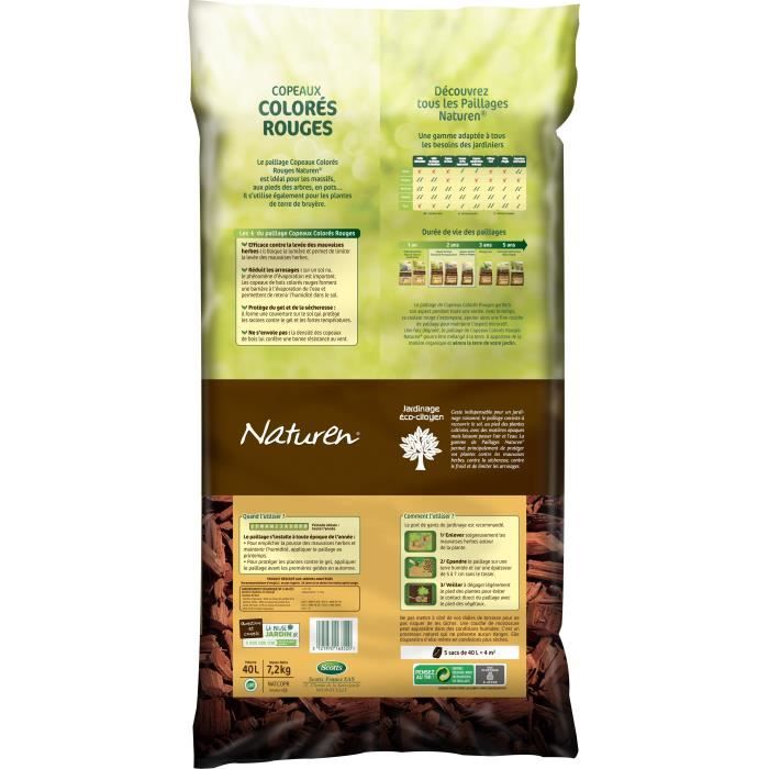NATUREN Copeaux Colorés Rouges - 40L - 2
