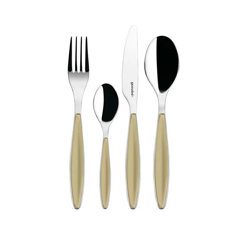 Guzzini - Feeling, Set 24 Posate Colorate - Sabbia, 15.8 x 7.5 x h25.5 cm - 23000039