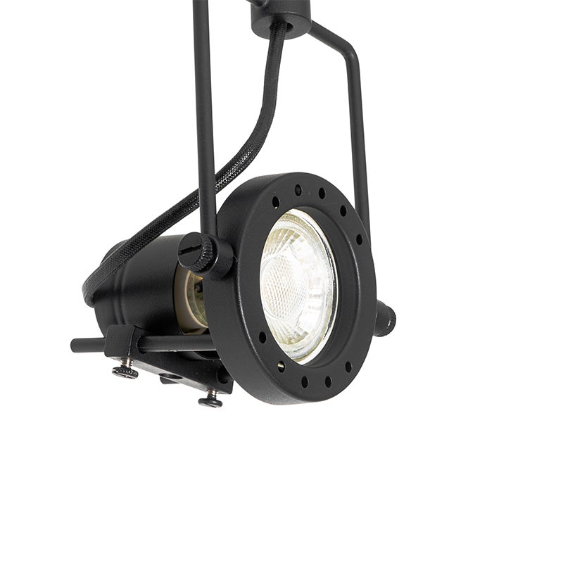 Système de rail luminaire plafond compatible pour led - industriel avec 3 spots monophasés noirs - Suplux - 7