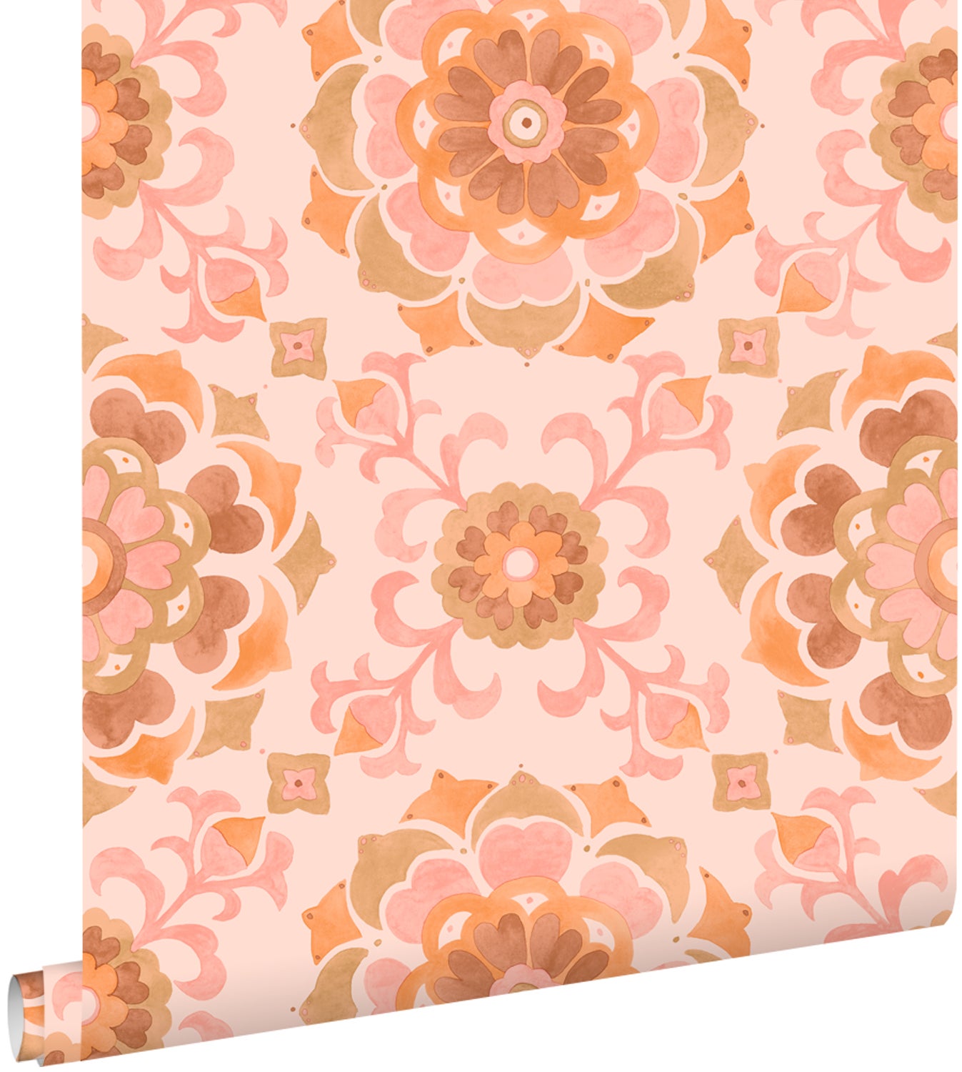 Tapeta motyw płytek różowymIpomarańczowym - 50 x 900 cm - ESTAHOME