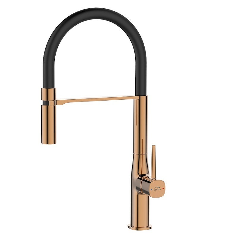 Bateria Zlewozmywakowa Laveo Pola Elastyczna Wylewka Oszczędność Wody Różowe Złoto/Czarny 1 szt.