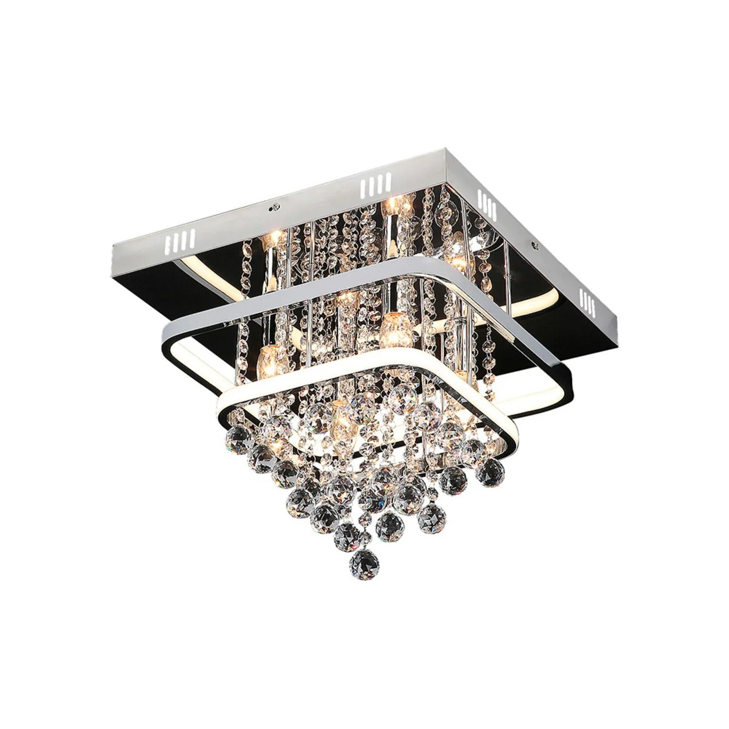 Lampa sufitowa Pallas chromowana biała 4xE14x40W kryształ wym:36,5x40x40cm IP20 Rabalux