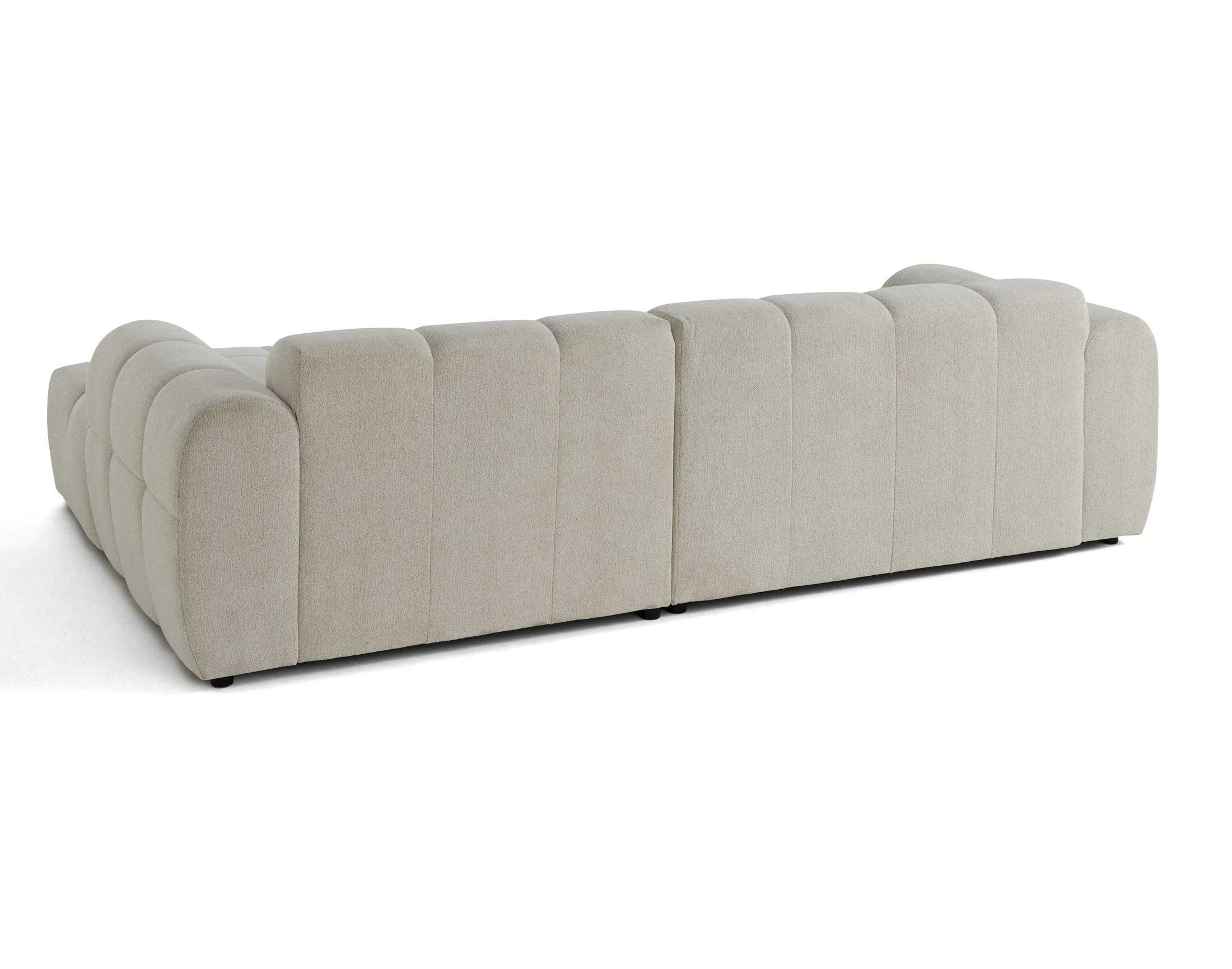 Canapé d'angle 4 places en tissu texturé beige - RAY - Best Mobilier - 9