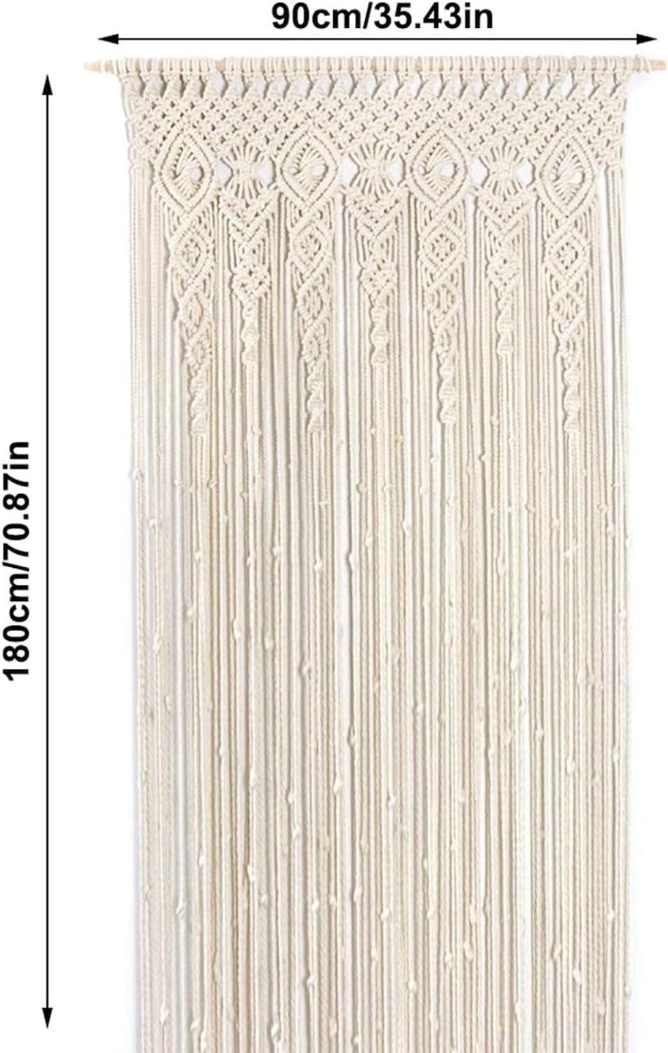 Rideau bohème fait main 90x180 cm - Décoration artisanale pour portes et fenêtres, style ethnique chic - 2