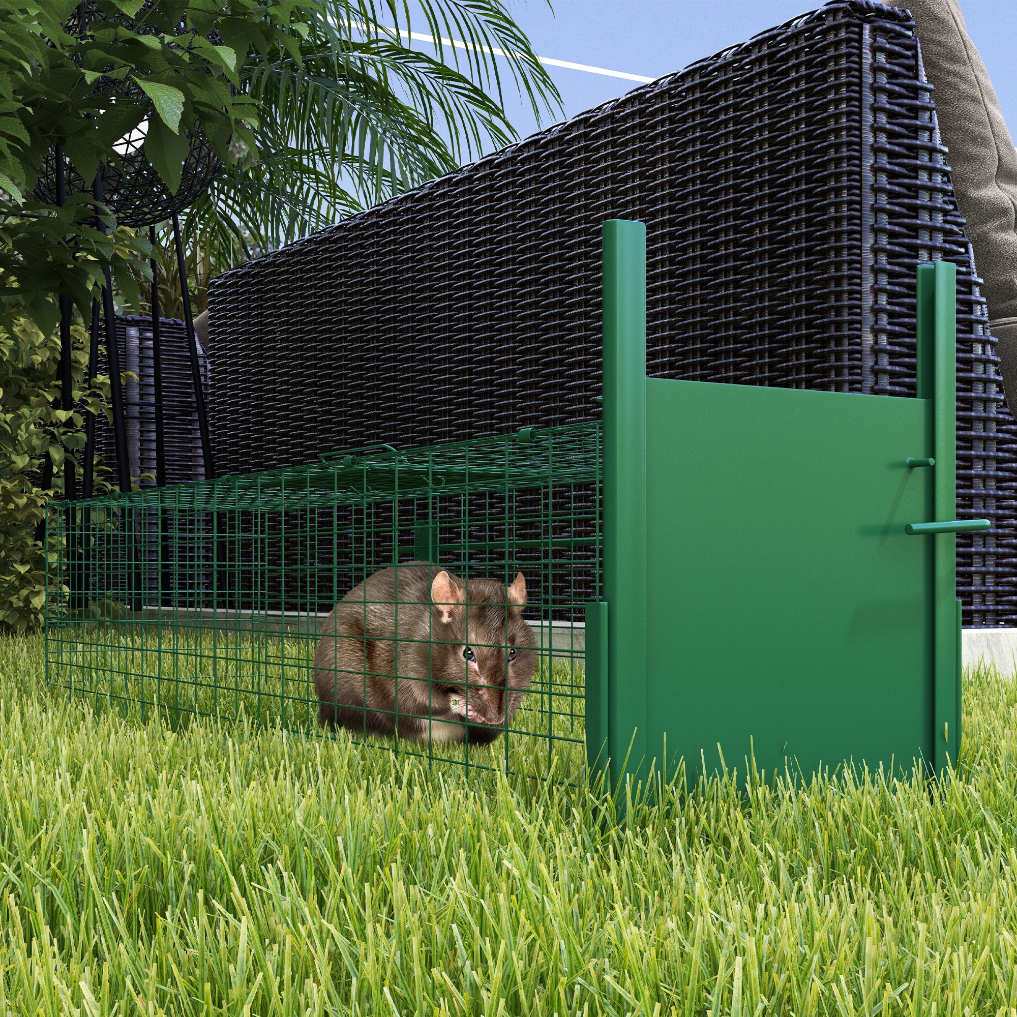 Cage attrape animaux nuisibles 100 x 25 x 28 cm avec 1 entrée, vert ...