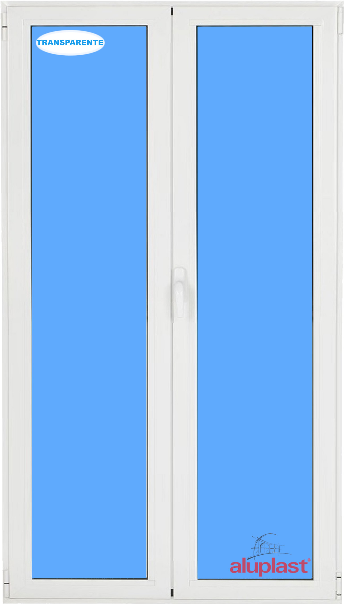 Balconera pvc 1500x2100 blanca 2 hojas oscilobatiente vidrio transparente
