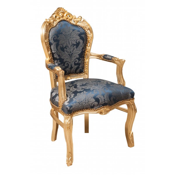 Biscottini sillón barroco 107x60x60 cm | sillas luis xvi oro antiguo | estilo francés | sillón de dormitorio