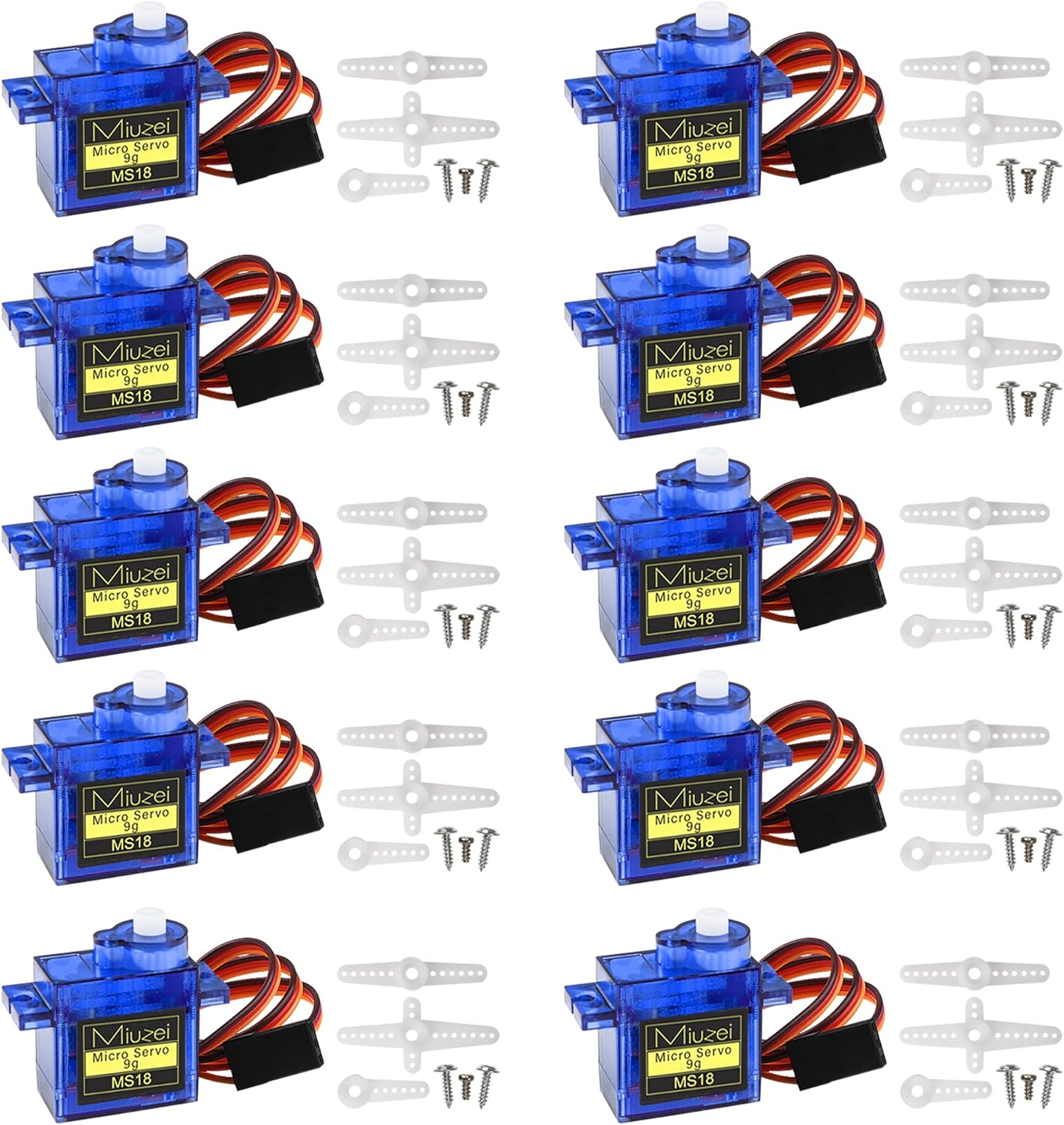 10 mikroserwomechanizmów 9G do sterowania ramieniem robota RC, ręką, samolotem chodzącym, helikopterem, łodzią, samochodem, pojazdem z kablem, miniatu