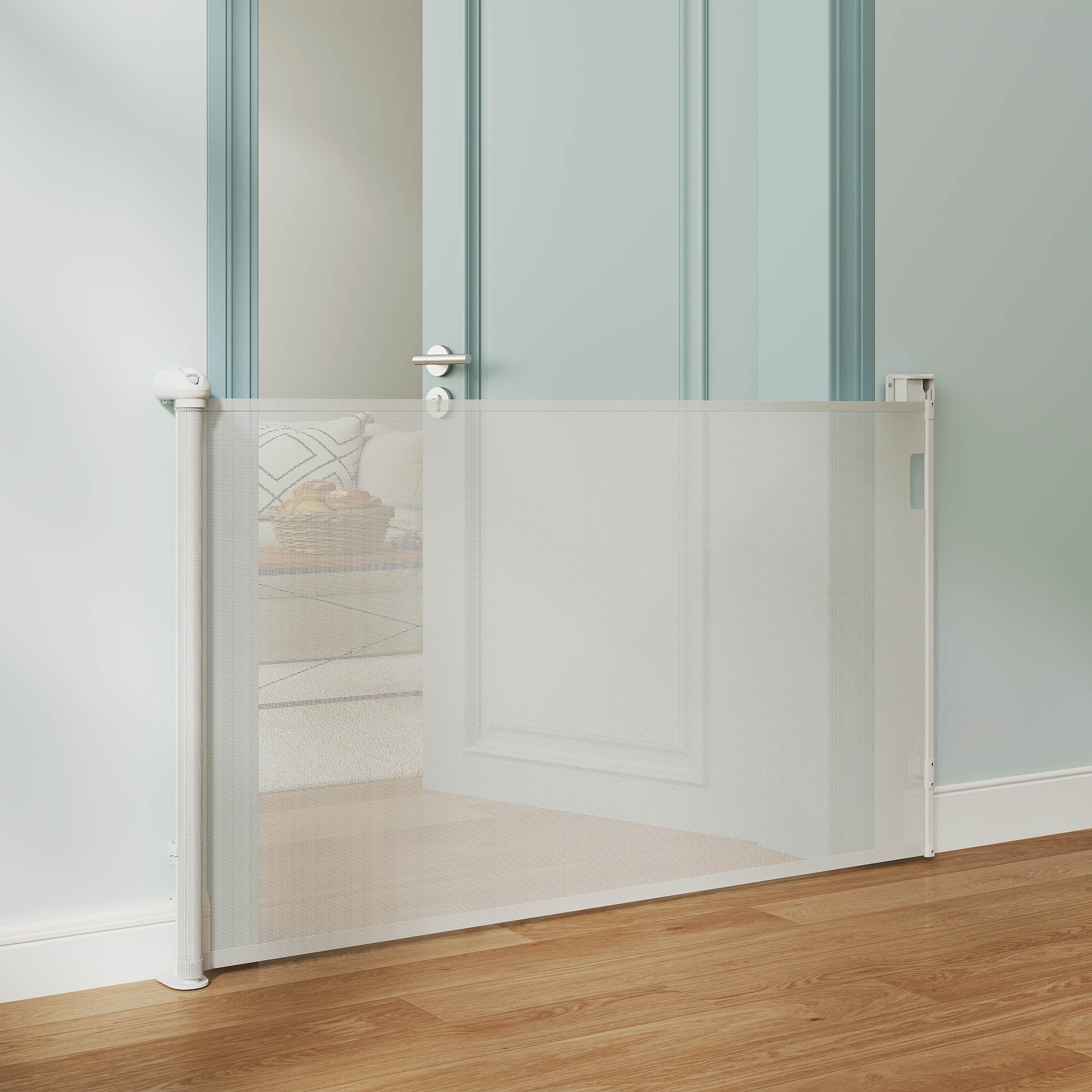 Barreira de Segurança para Animais PawHut Plástico e Alumínio Branco 149x10x87,5 cm D06-265V00WT - 4