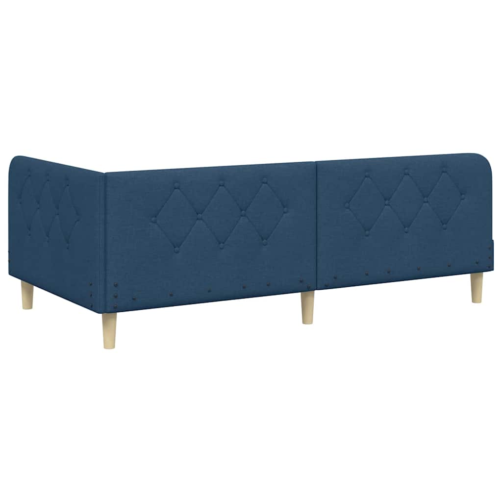 Cadre de lit d'angle, en tissu, bleu, 90 × 190 cm - 9