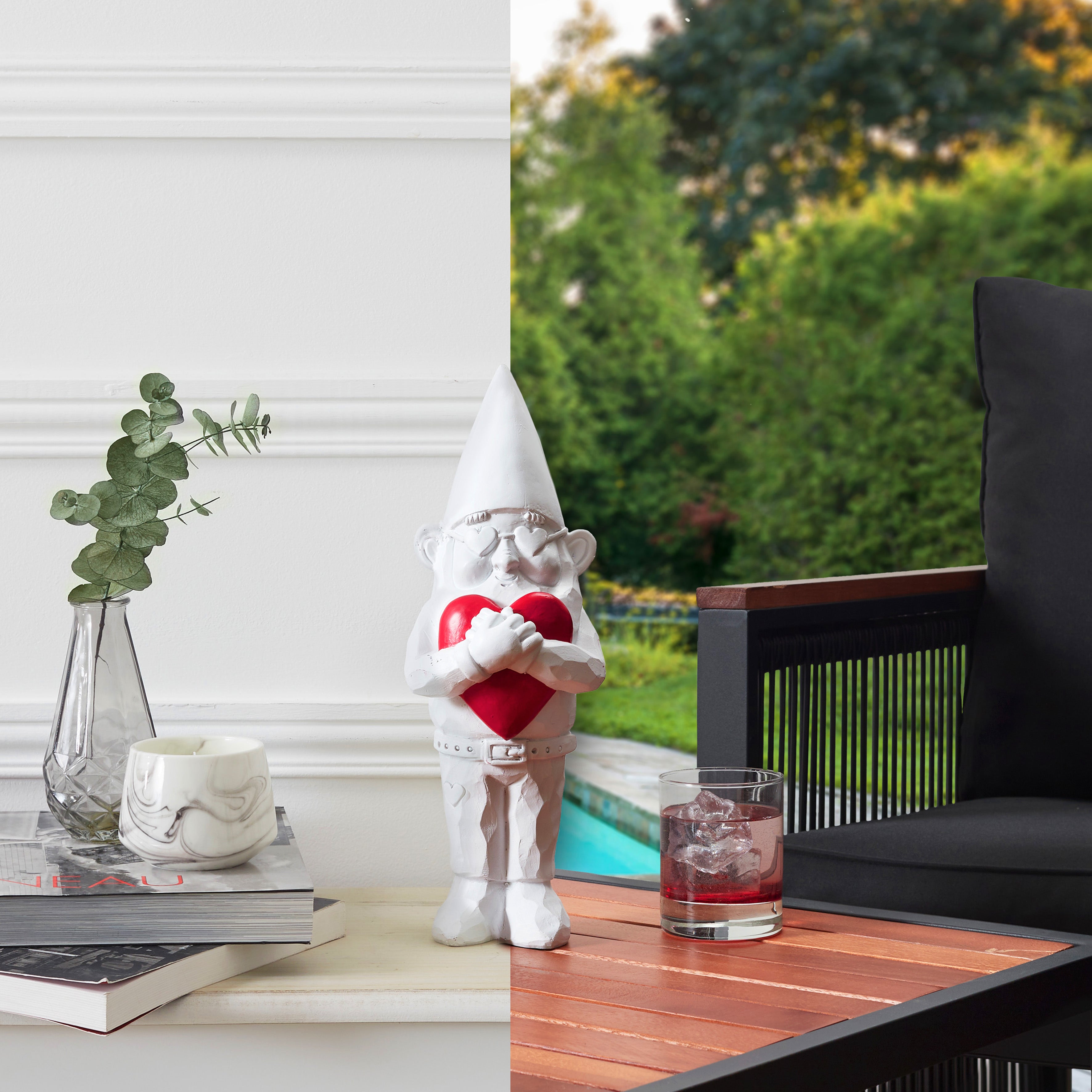 Statue - Home Deco Factory - Nano Love - Romantique - Blanc Et Rouge - 4