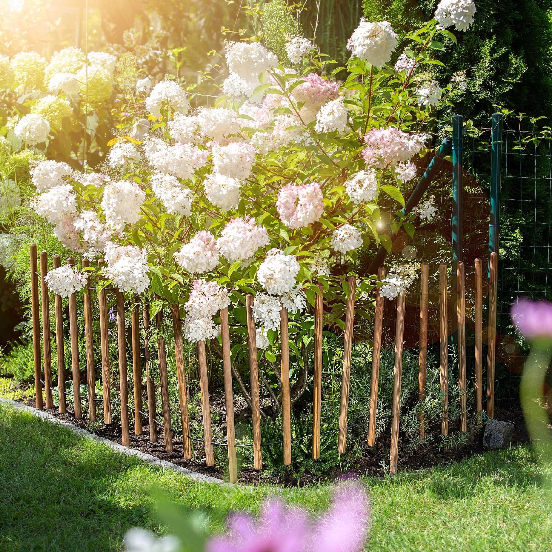 Bordo per palizzata da giardino KADAX 230 cm, recinzione per prato in legno, marrone - 4