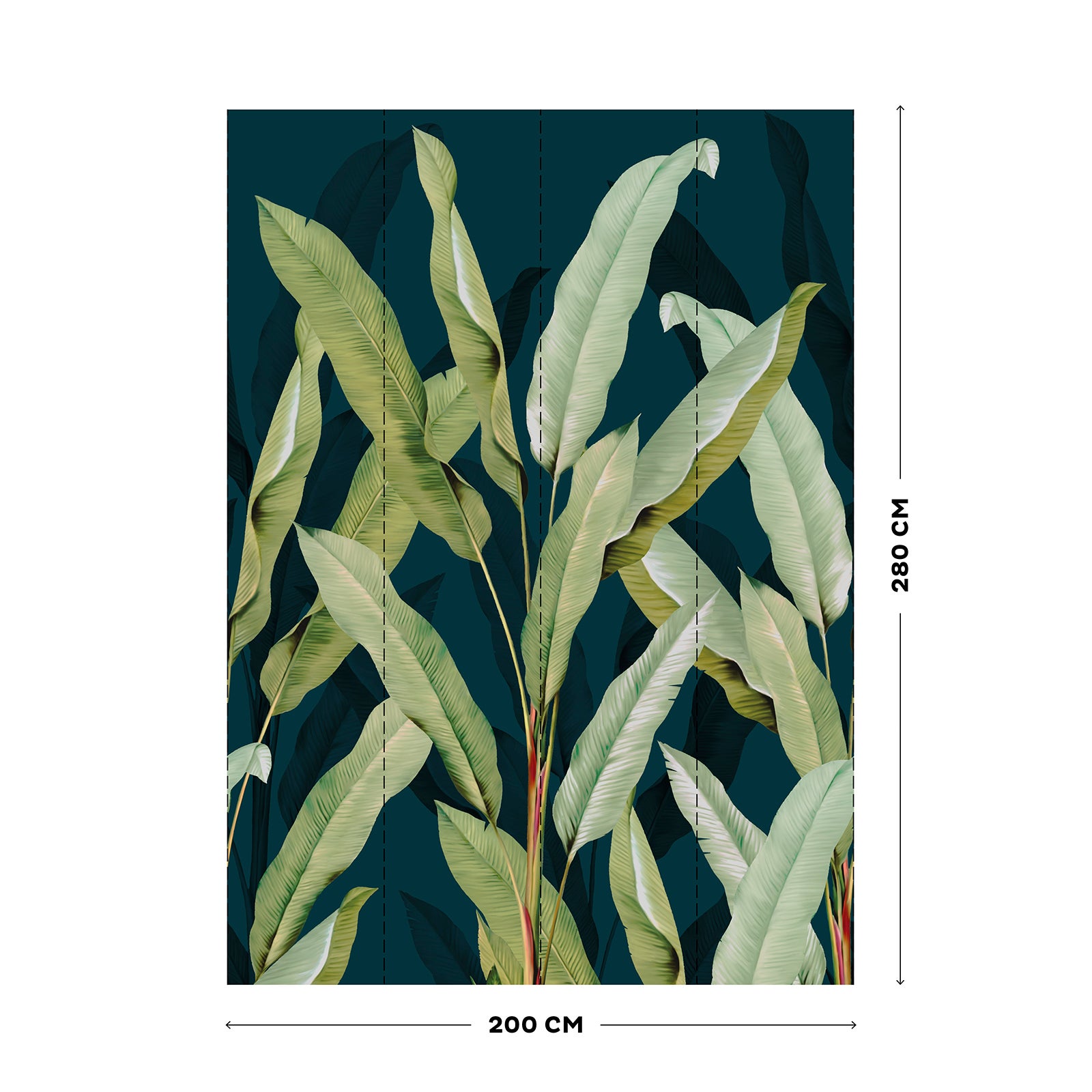 Papier peint panoramique Mur De Grandes Feuilles 280 x 200cm Vert,bleu - 4