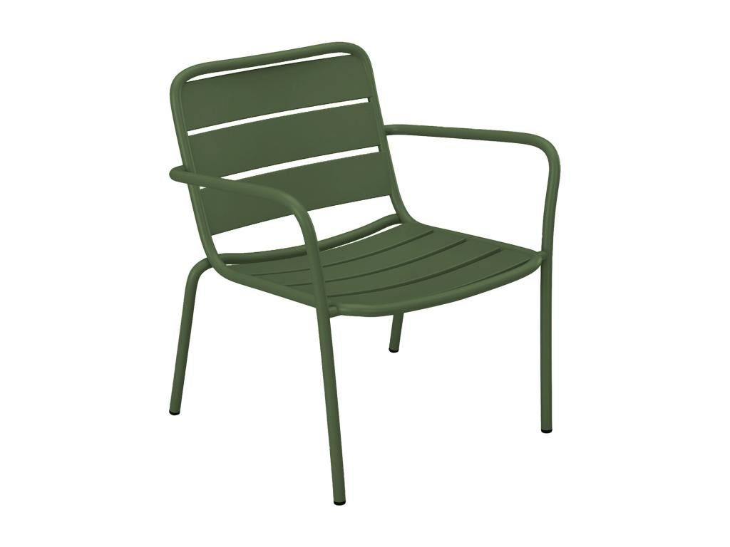 Fauteuil bas de jardin empilable en métal - Kaki - MIRMANDE de MYLIA