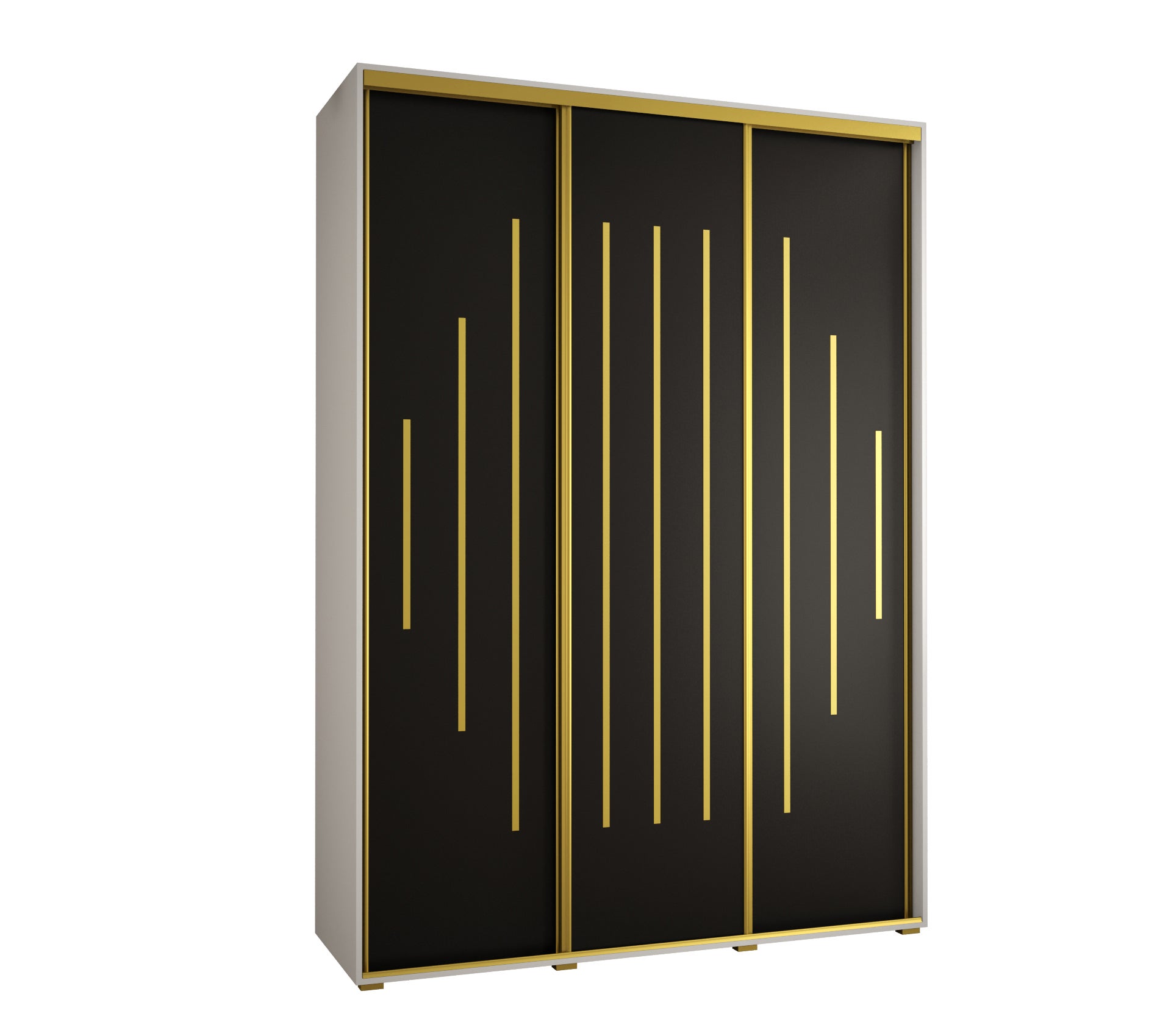 Szafa przesuwna wysoka Davos 12 180 x 45 x 235,2 cm biały + czarny + u. złoty - Abiks Meble