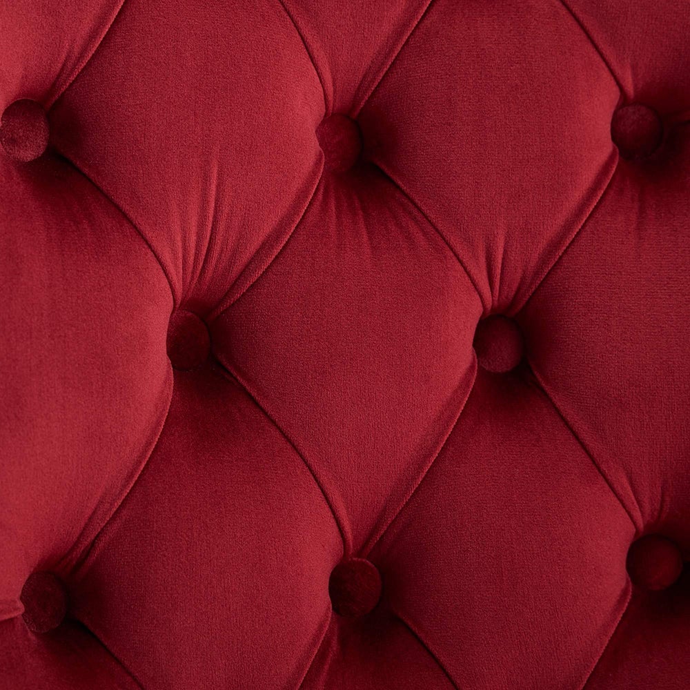 Lot de deux chaises de salle à manger, avec pieds en bois, bois massif, velours,rouge - 7