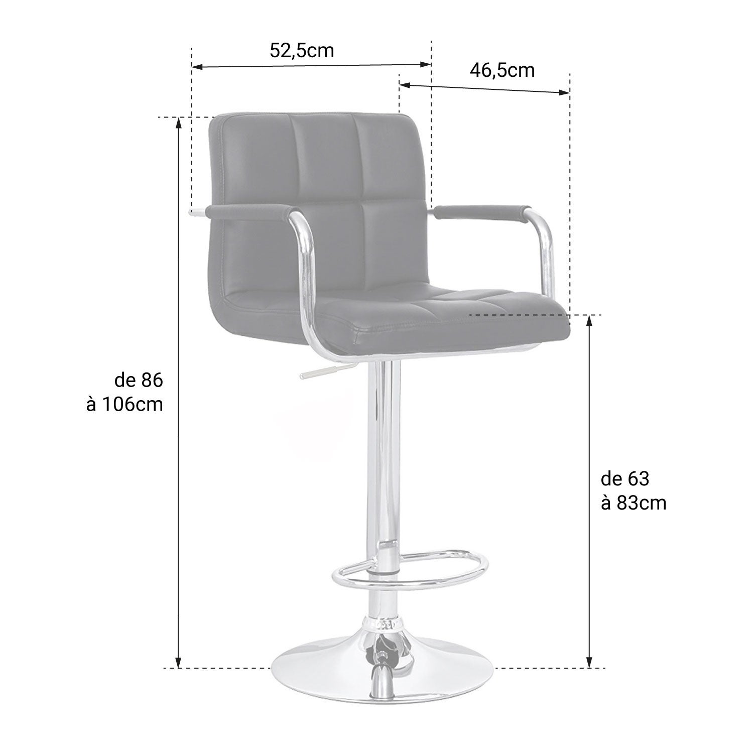 Lot de 2 tabourets de bar noir MIKE - 5