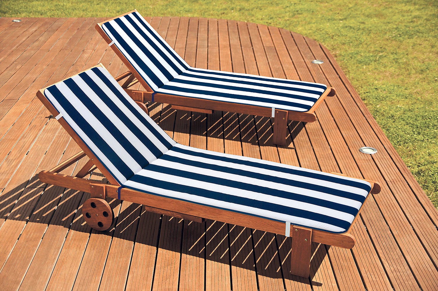 Coussin de Transat Pliant Douce Housse de Place Chaise longue Motif rayé Bleu - 3