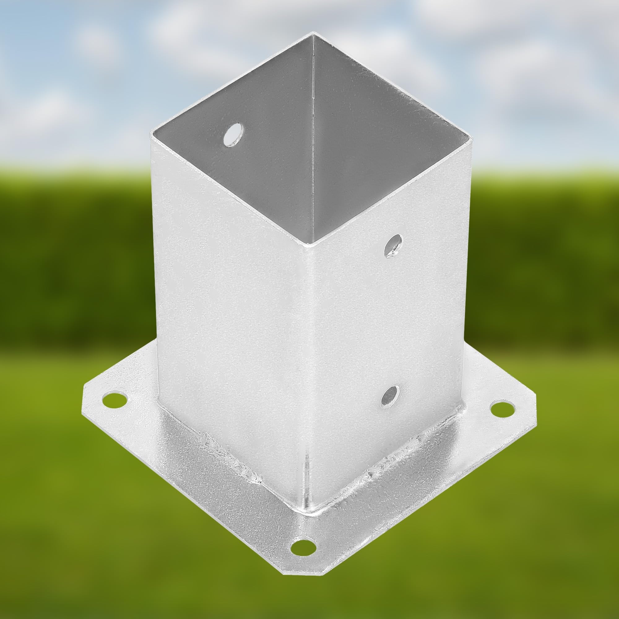 Support Poteau Bois - à Visser - Acier Galvanisé - 90 x 90 mm - Argent - Pied de Poteau - Fixation Robuste - Résistant à la Corrosion KOTARBAU - 5
