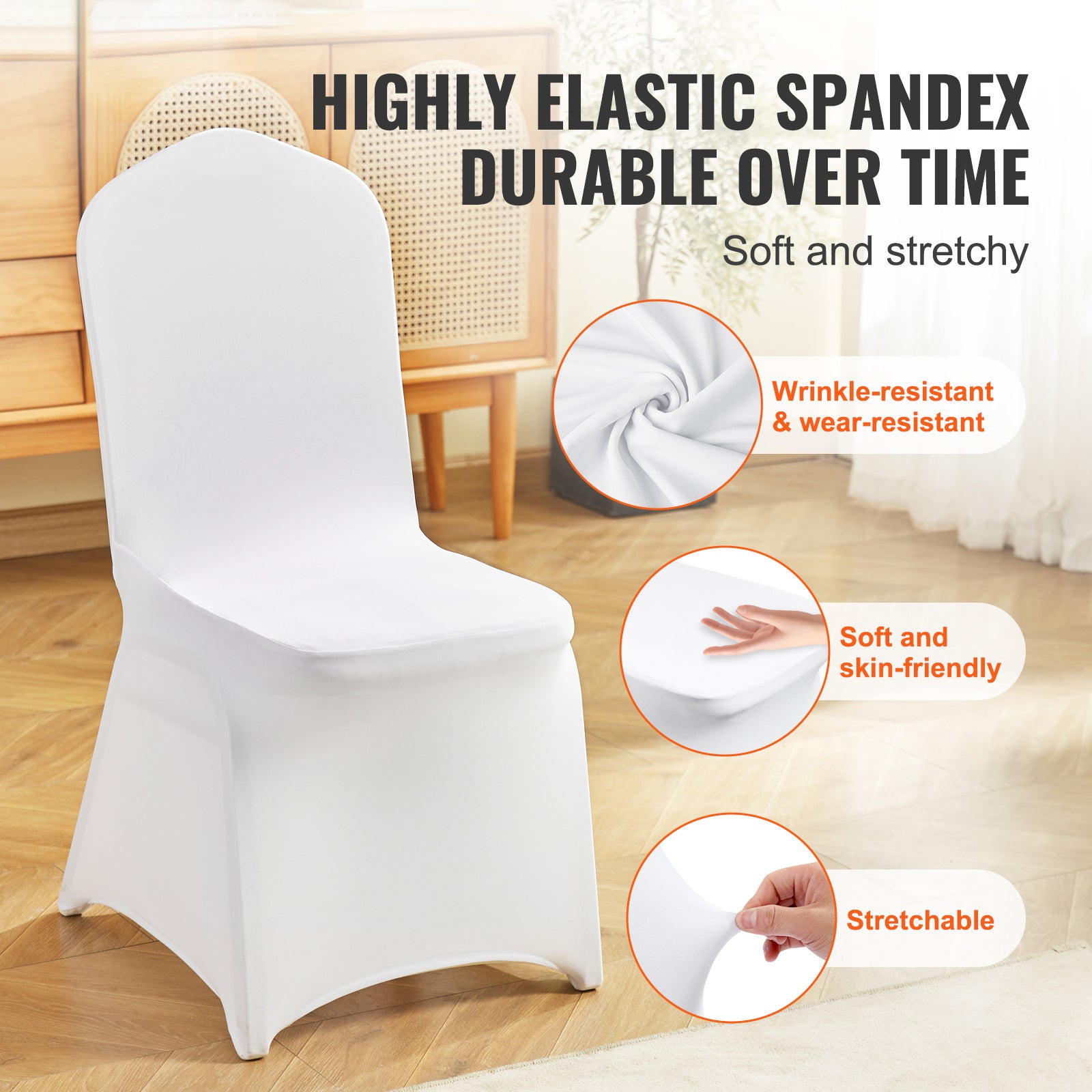 Housses de chaise extensible,SucceBuy ajustement universel,amovibles et lavables,200 pièces blanches pour mariages,vacances et plus - 4