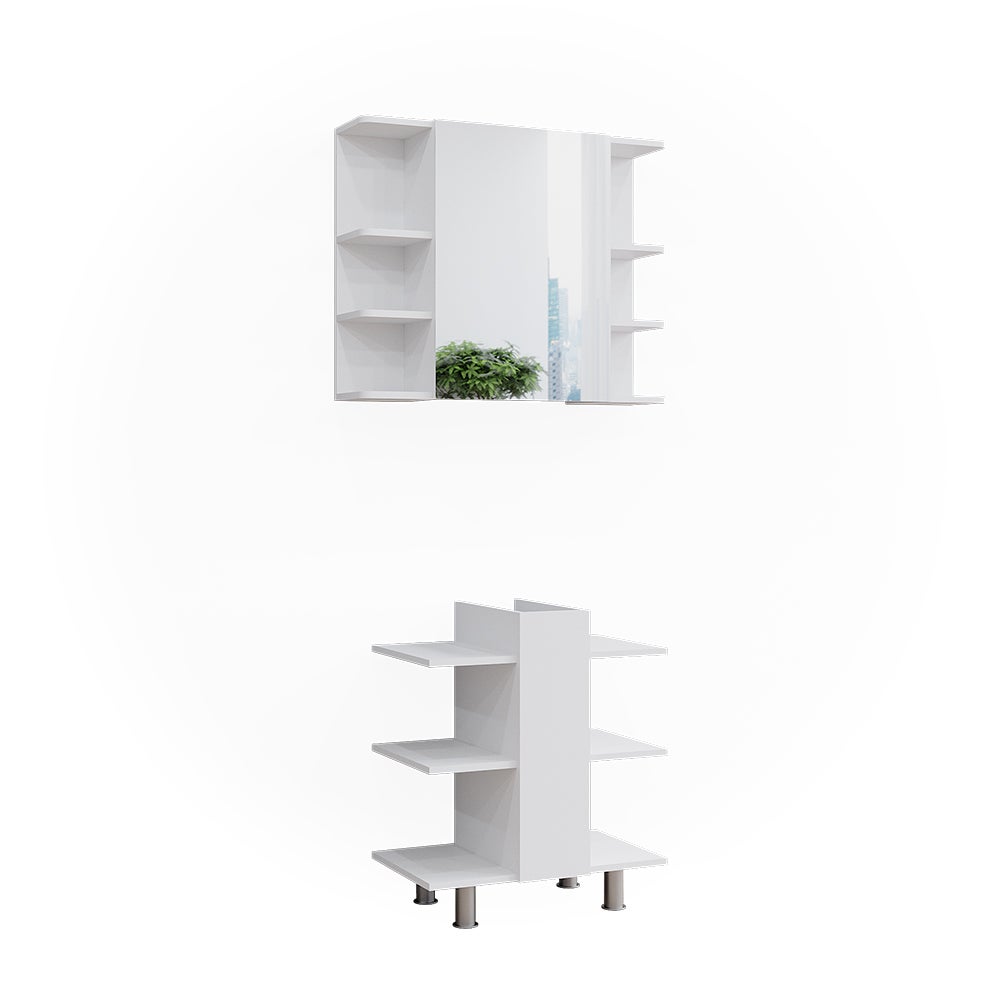 Vicco Zestaw mebli łazienkowych Fynn, Biały, 2 części, szafka pod umywalkę i szafka z lustrem łazienkowym