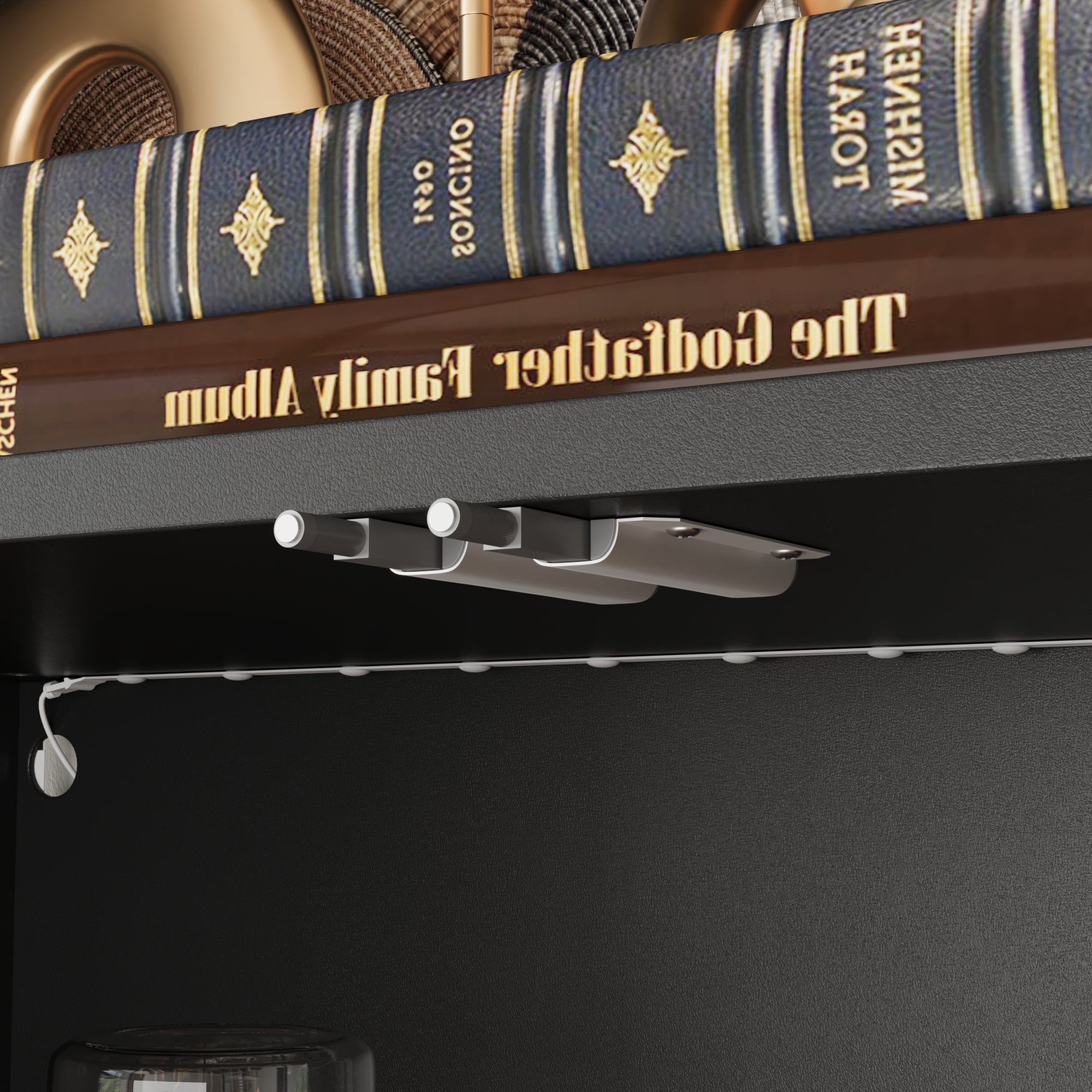 Vitrine à Lumières LED 3 couleurs, Armoire de Collection avec 2 Portes en Verre et 2 Tiroirs, Bureau et Salon, 80x36x200, Noir - 6