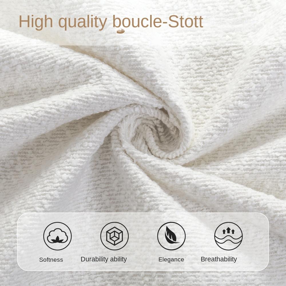 Lit double 180x200 cm rembourré beige bouclé avec tête de lit 11 cm, sommier à lattes inclus, design minimaliste et stable charge 300 kg - 5