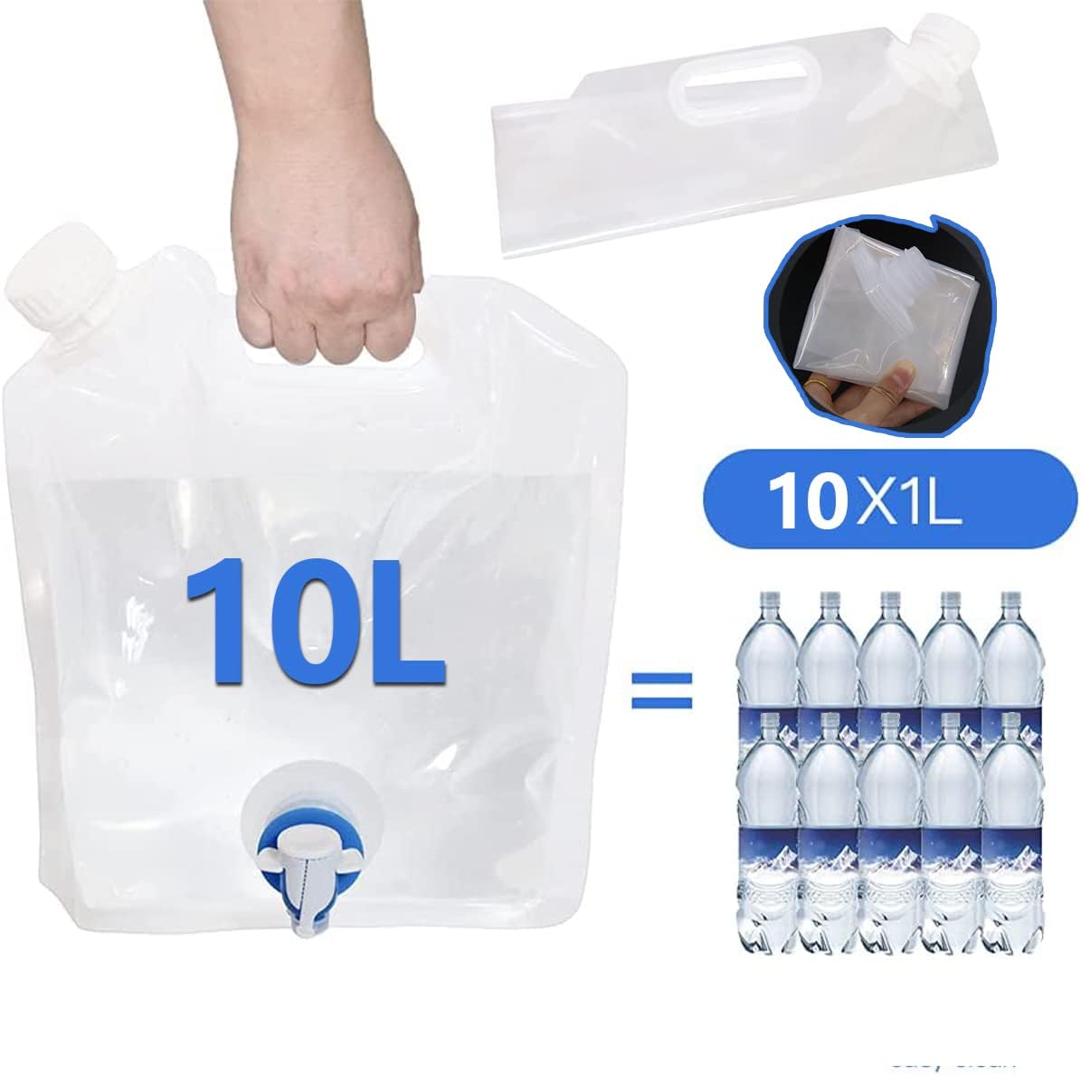 Lot De 2 Bidons D'eau Pliables –  Capacité 5L, Robinet, Poignée, Sans BPA, Pour Camping, Randonnée, Pique-nique, -30°C à +59°C