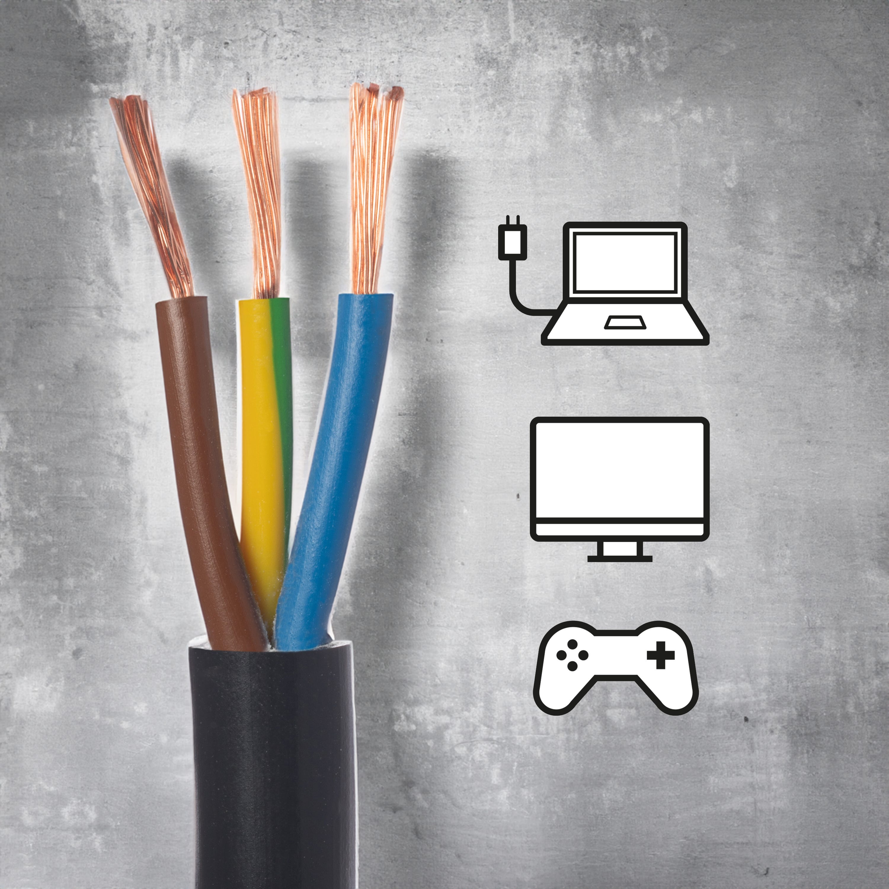 Cable eléctrico flexible H05VV-F 3 x 0,75 mm² L 5 m LEXMAN negro en rollo - 2