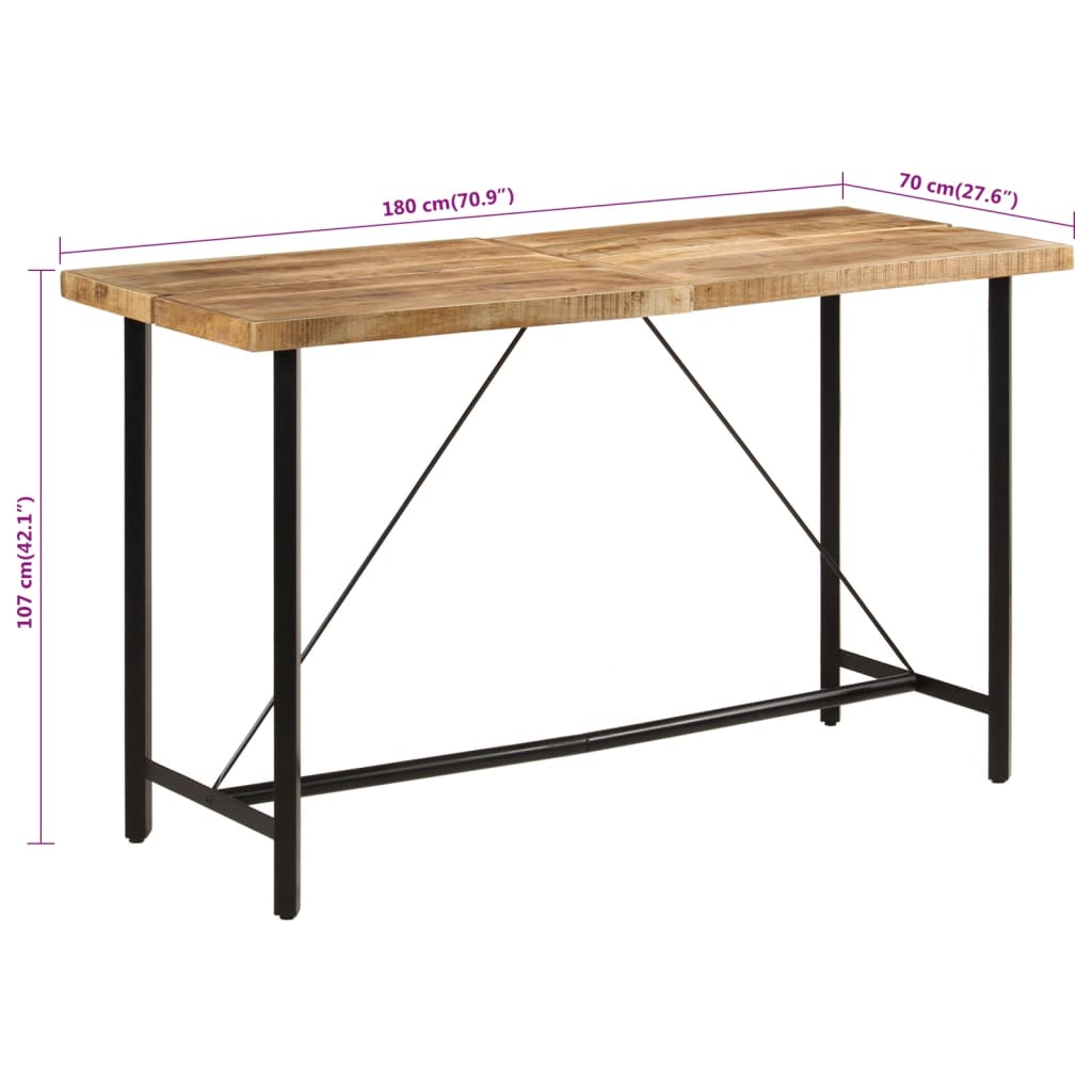Table de bar | Table de Cuisine | Table Haute 180x70x107 cm bois massif de manguier et fer CFW450970 - 7