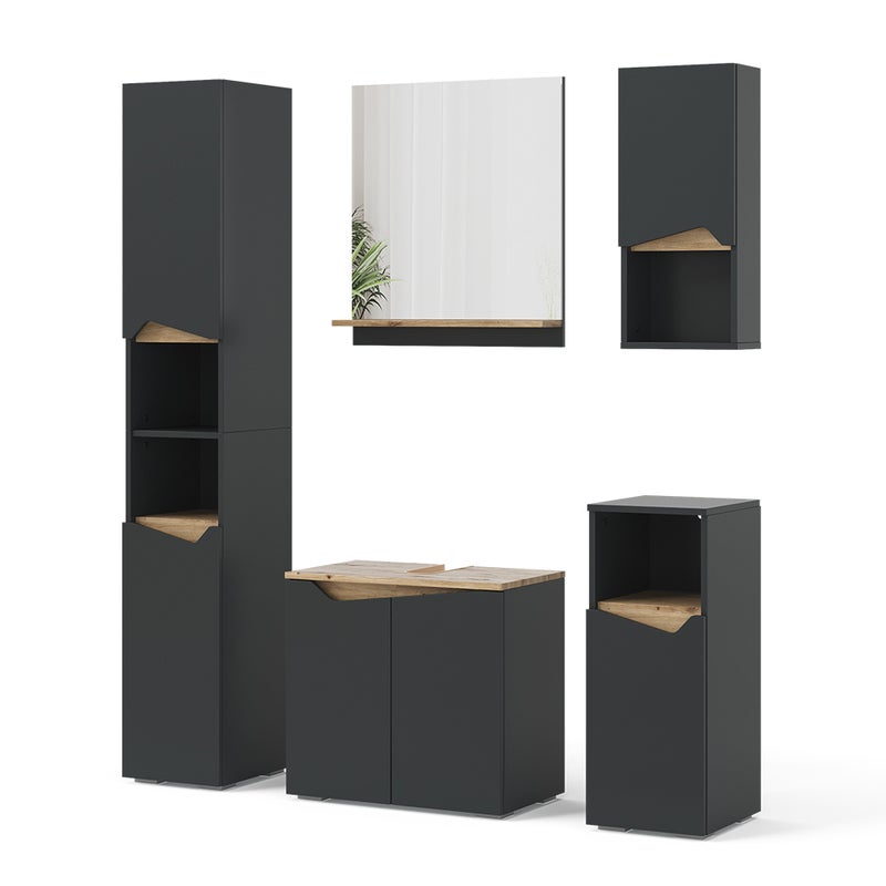 Vicco Zestaw mebli łazienkowych Marelle, Antracyt, 5 części
