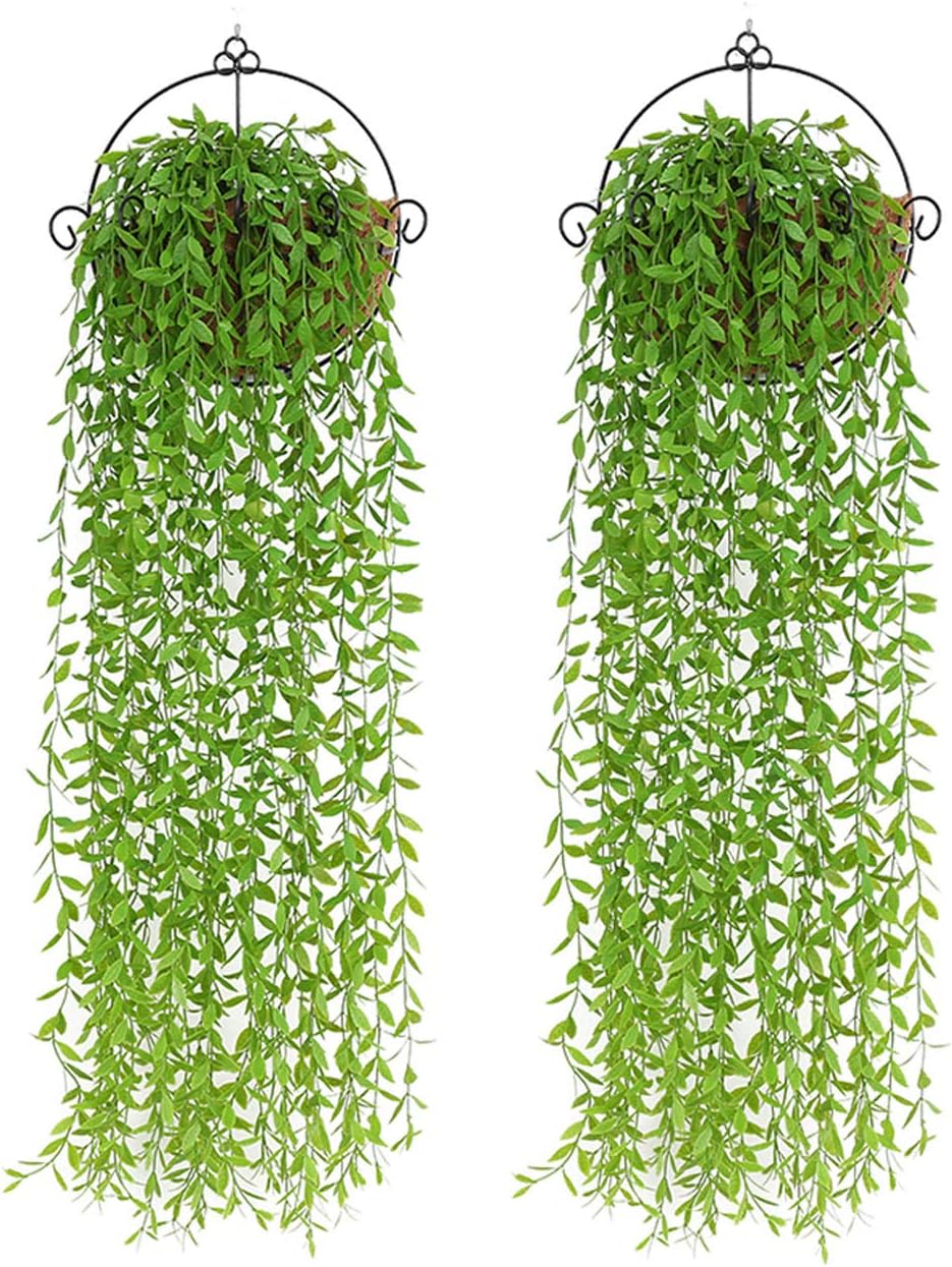2 sztuki sztucznej wiszącej rośliny, sztuczne rośliny 95 cm liście wierzby bluszczu rośliny z tworzywa sztucznego, -A