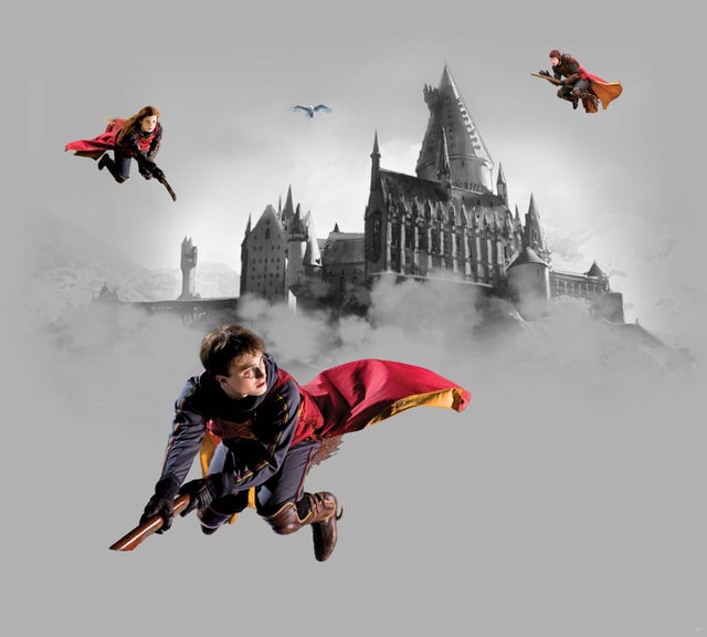 Papier peint panoramique Harry Potter Poudlard gris et rouge - 270 x 300 cm - Sanders & Sanders