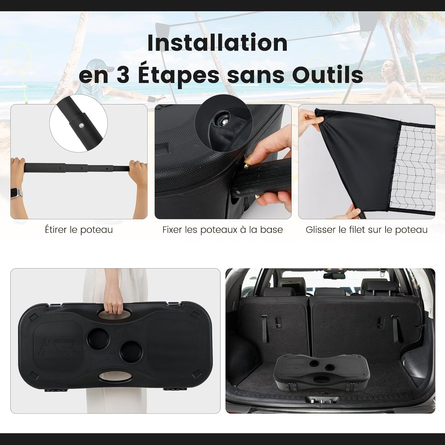 Set di Badminton con Rete, Racchette, 2 Volani e Scatola di Conservazione, Set di Badminton Portatile per 2 Giocatori da Esterno per Bambini, - 6