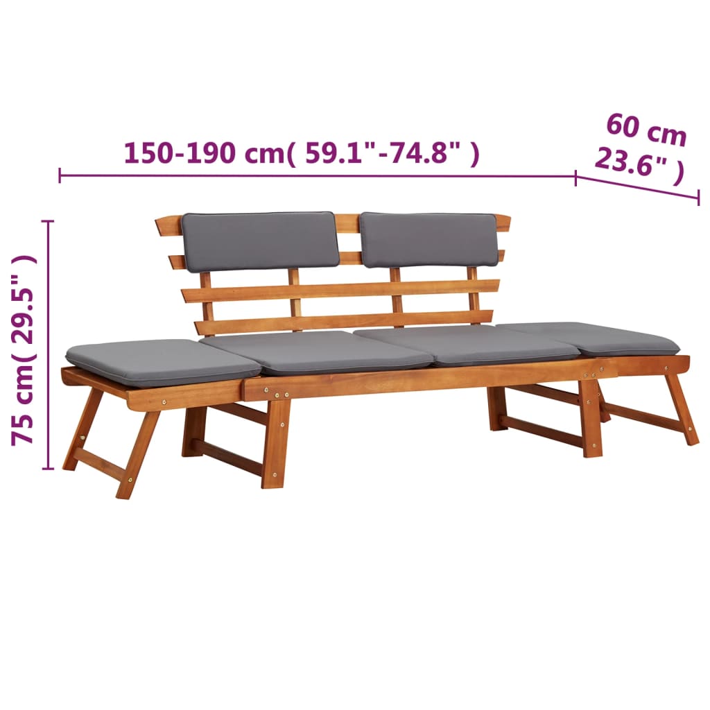 Poltrona lounge da 190 cm con cuscino 2 in 1 in legno massello di acacia 02_0011866 - 7