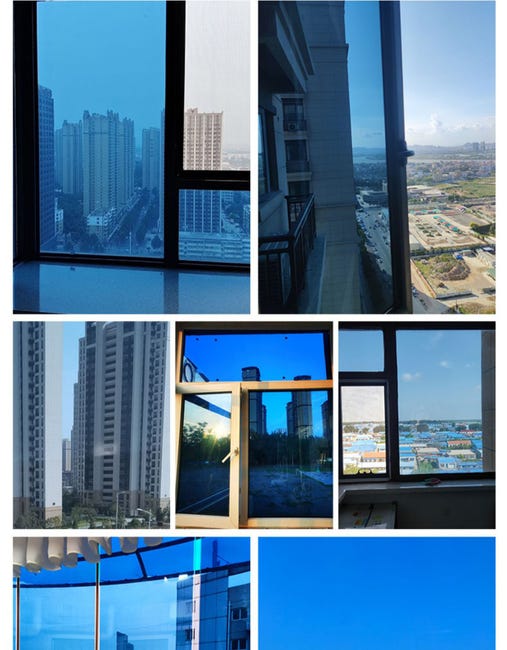 Pellicola Riflettente Per Vetri Blu - 90x200 Cm, Anti UV, Controllo Calore, Privacy Unidirezionale - Foto 5