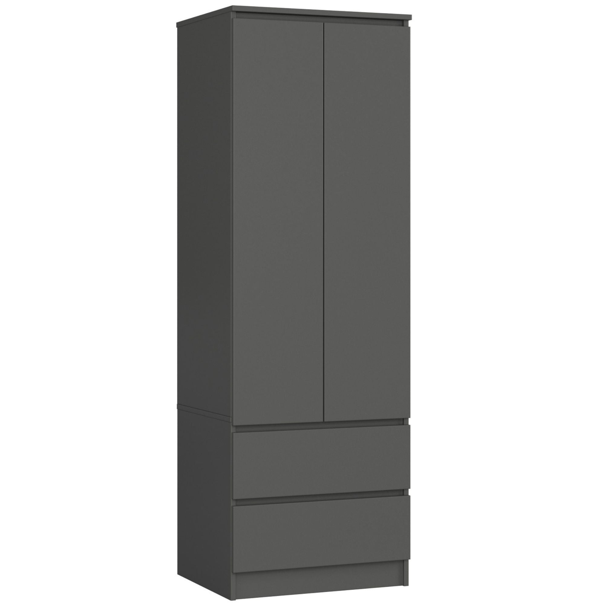 Szafa AKORD S60 Grafit Szary 60 cm 2 drzwi 2 szuflady kolor Grafit Szary mat 1 półka 60x51x180 cm
