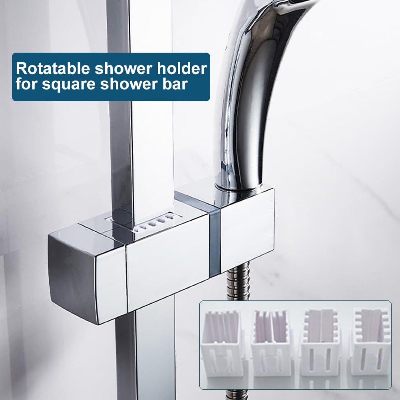 Support de douche universel, support de pommeau de douche réglable, support de pommeau de douche carré, diamètre réglable, installation facile - 5